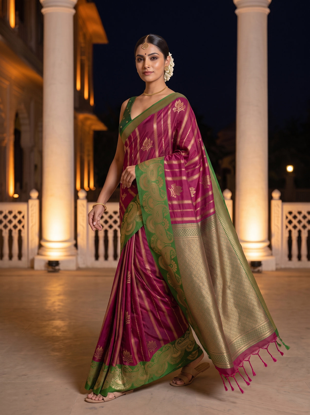 MIMOSA Wine Saree Saree — pose 6 styling detail