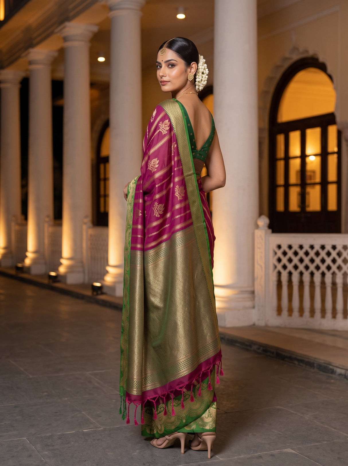 MIMOSA Wine Saree Saree — pose 7 styling detail