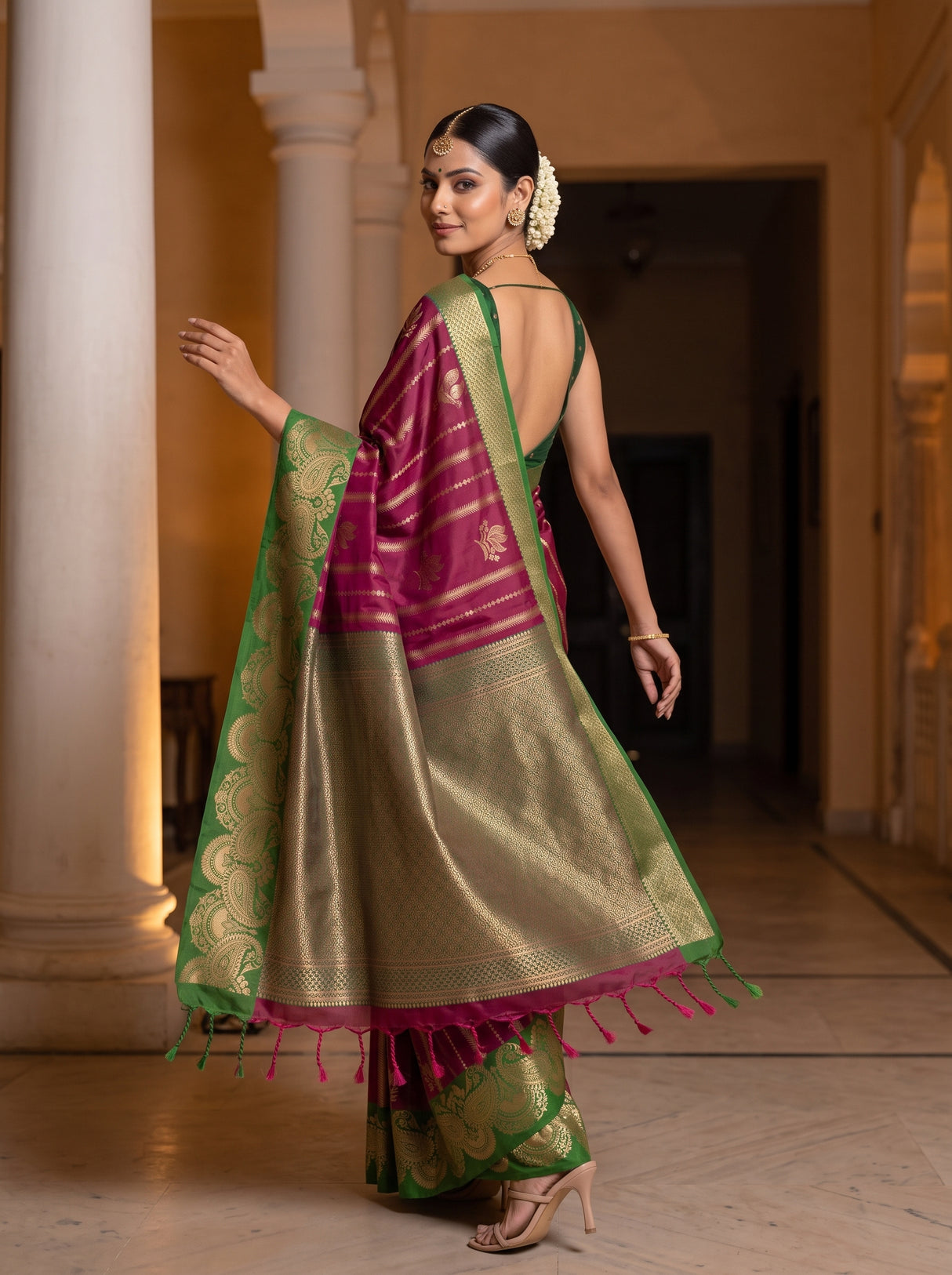 MIMOSA Wine Saree Saree — pose 9 styling detail