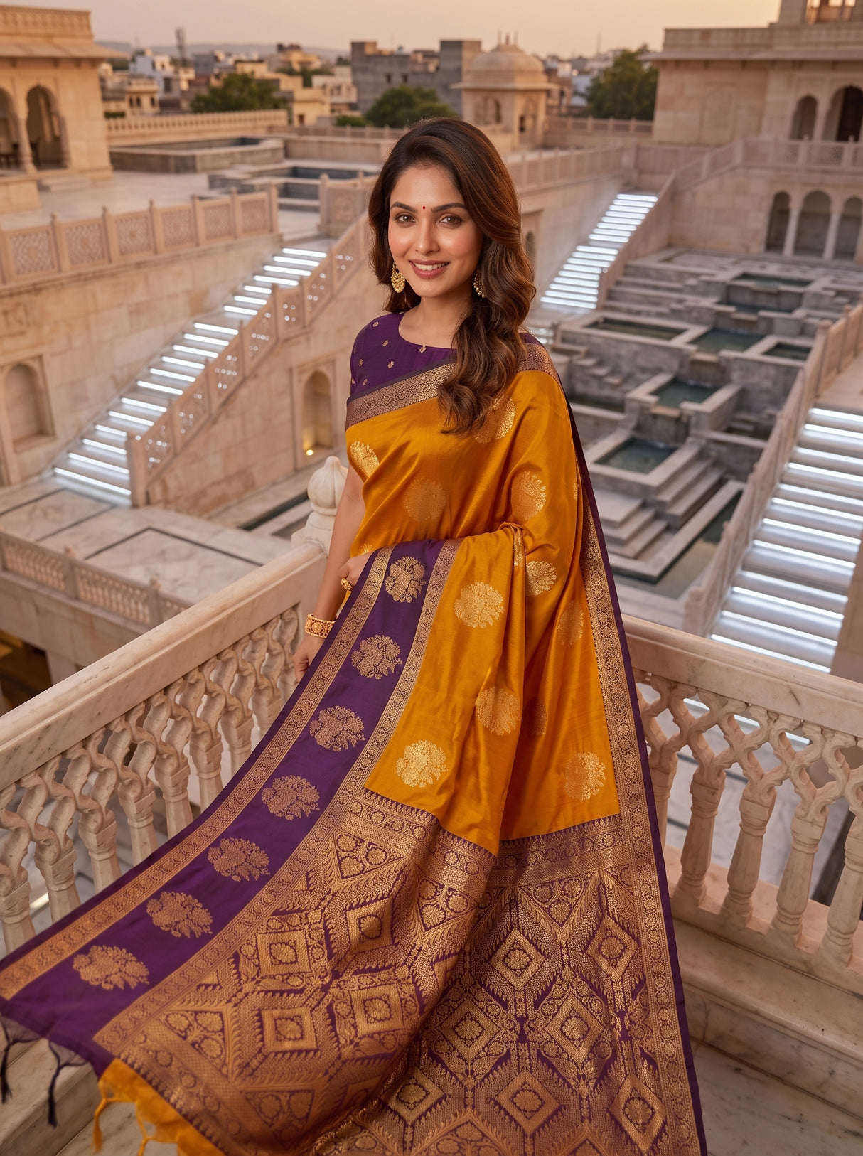 MIMOSA Mustard Saree Saree — pose 10 styling detail