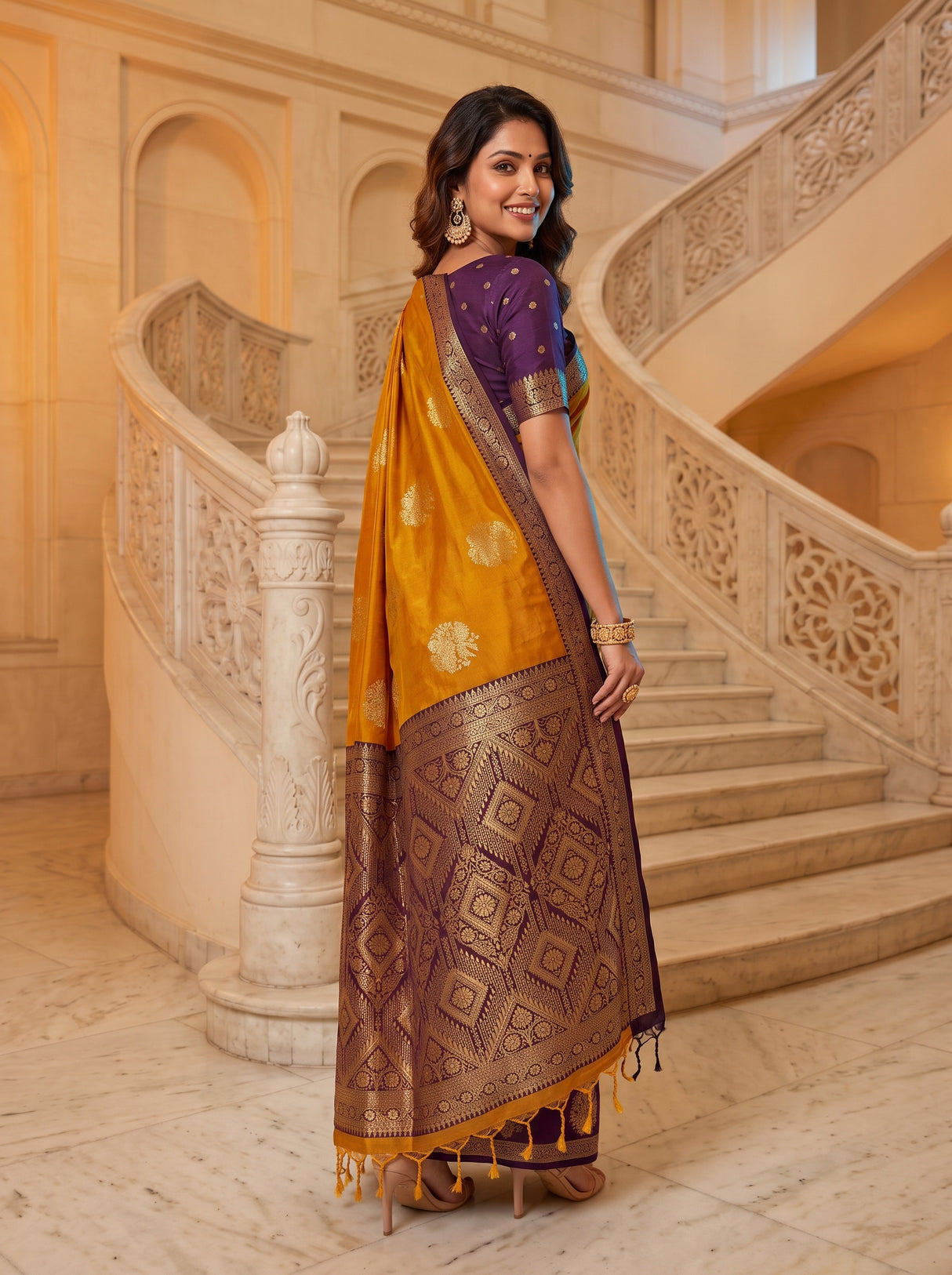 MIMOSA Mustard Saree Saree — pose 7 styling detail