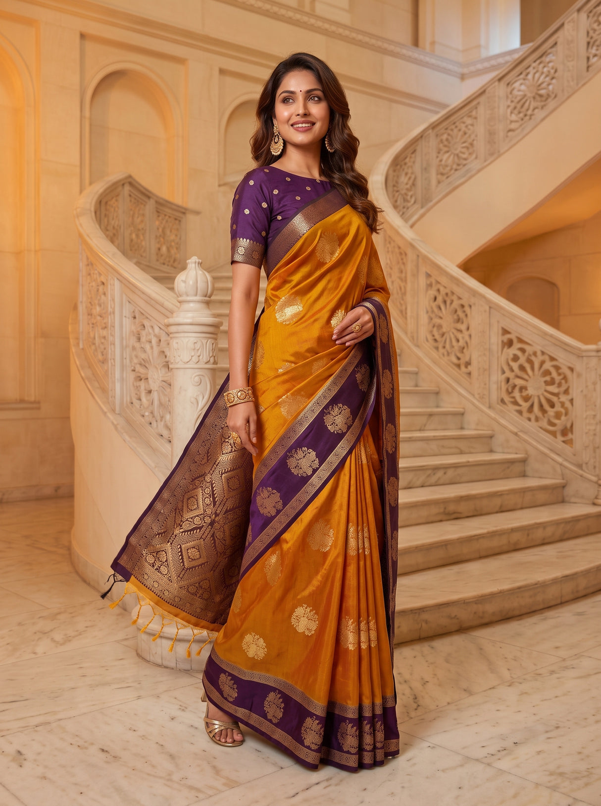 MIMOSA Mustard Saree Saree — pose 9 styling detail