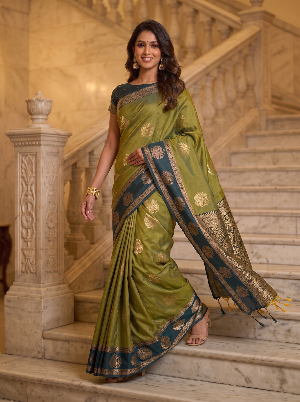 MIMOSA Pista Saree Saree — pose 6 styling detail