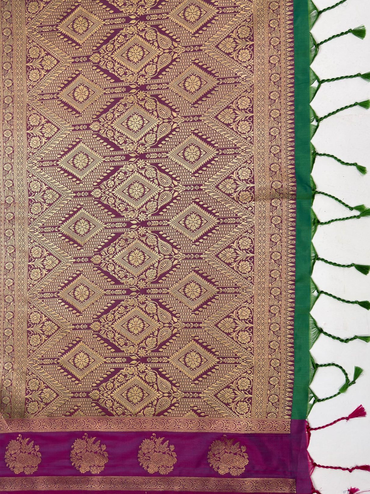 MIMOSA Rama Saree Saree — pallu and zari work detail