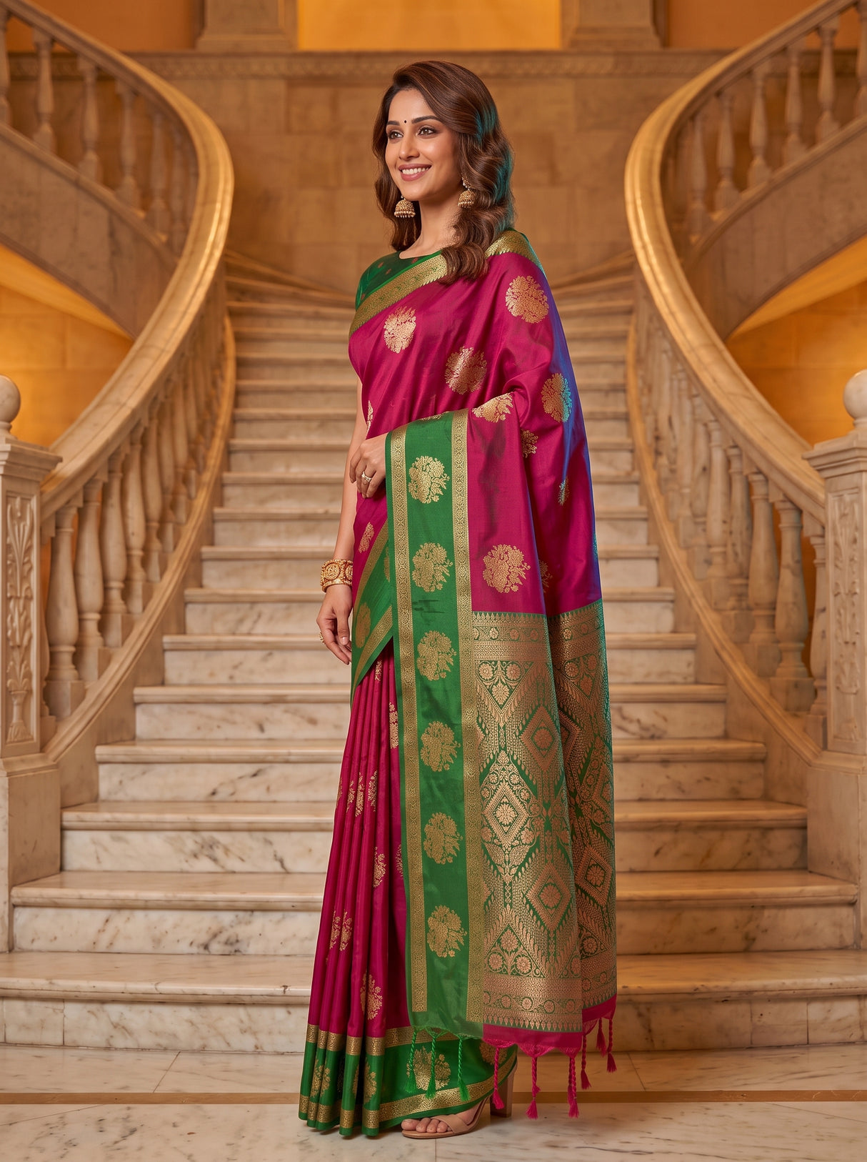 MIMOSA Wine Saree Saree — pose 3 styling detail