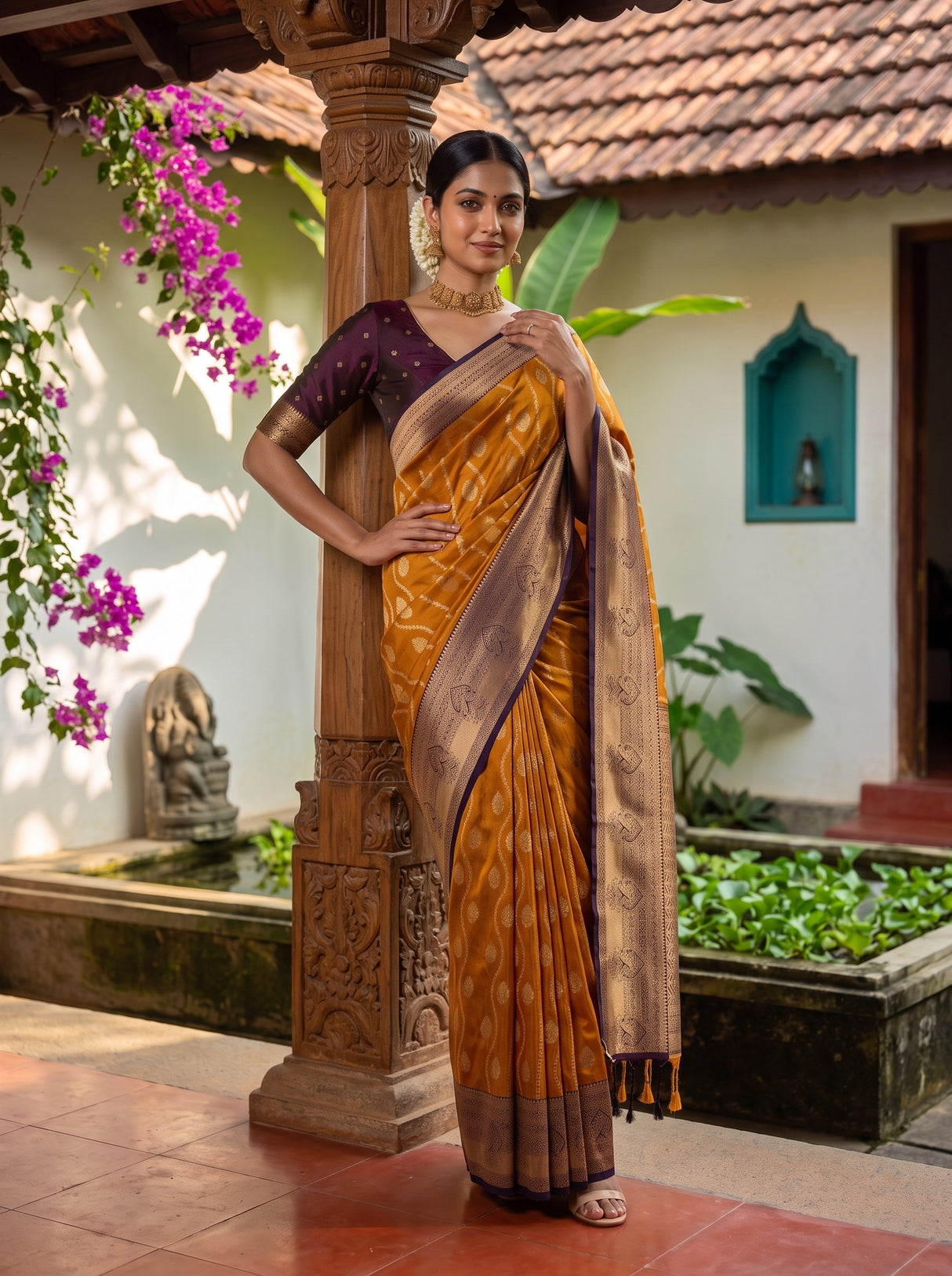 MIMOSA Mustard Saree Saree — pose 4 styling detail