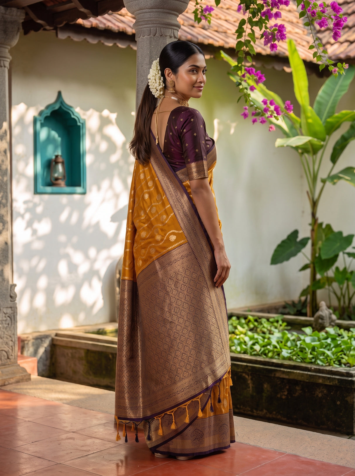 MIMOSA Mustard Saree Saree — pose 7 styling detail