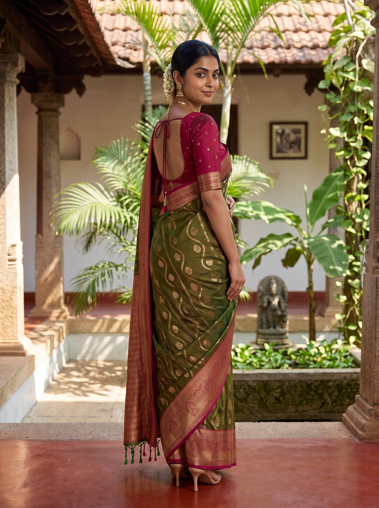 MIMOSA Olive Saree Saree — pose 7 styling detail