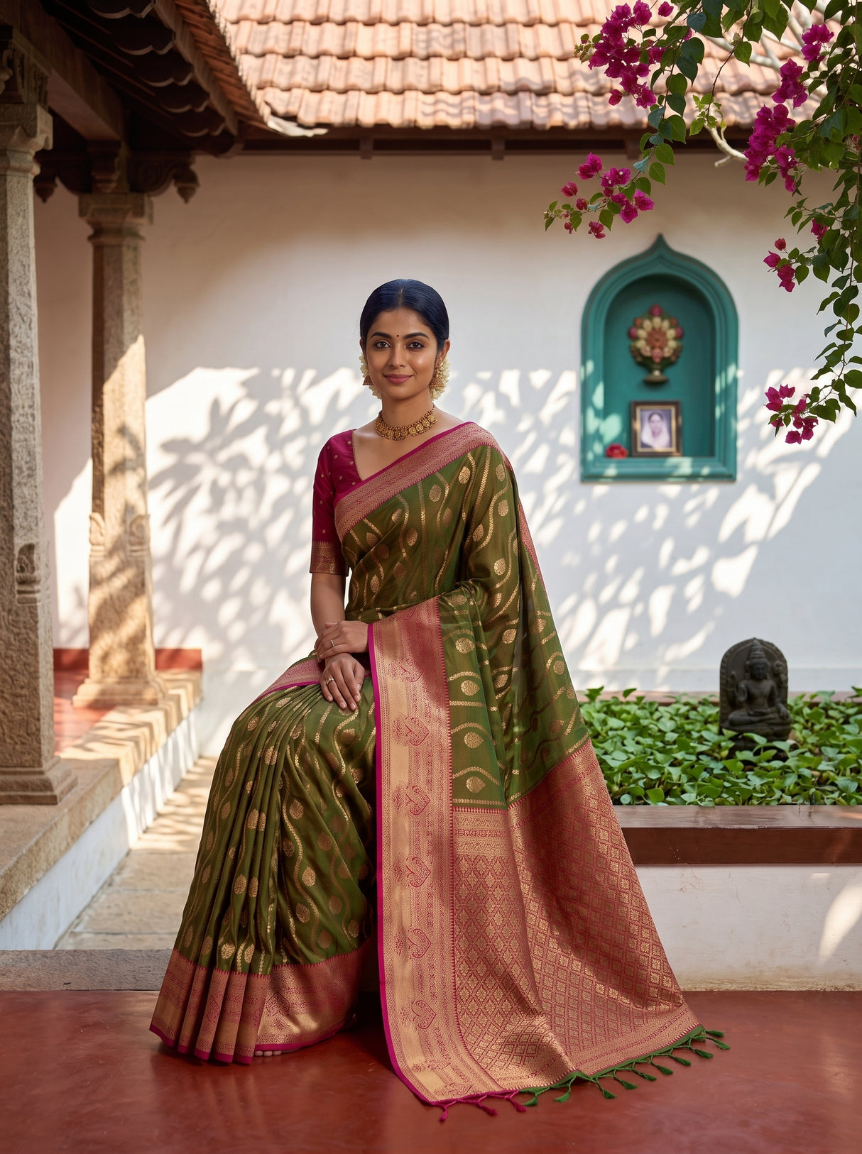 MIMOSA Olive Saree Saree — pose 8 styling detail