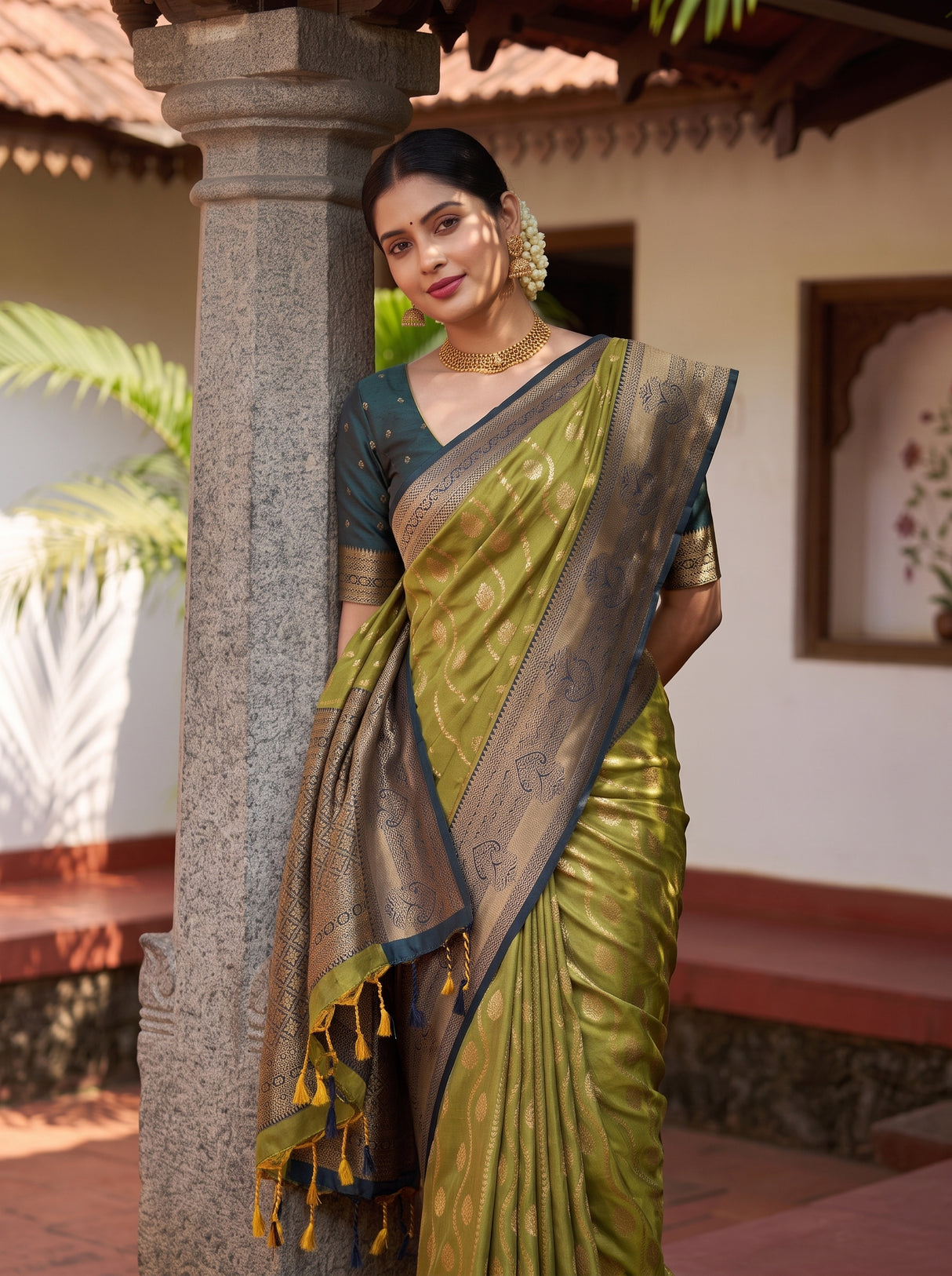 MIMOSA Pista Saree Saree — pose 10 styling detail