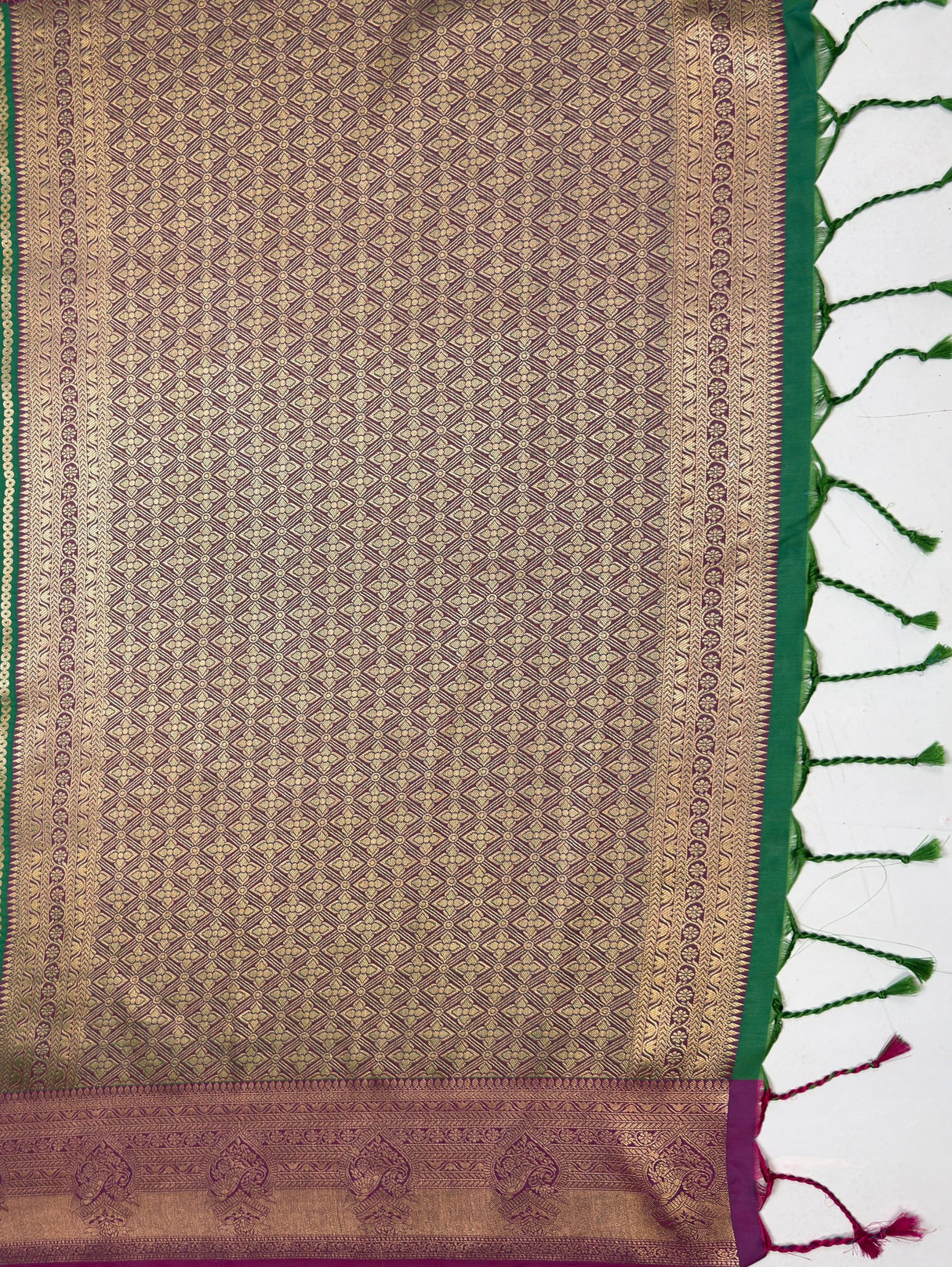 MIMOSA Rama Saree Saree — pallu and zari work detail