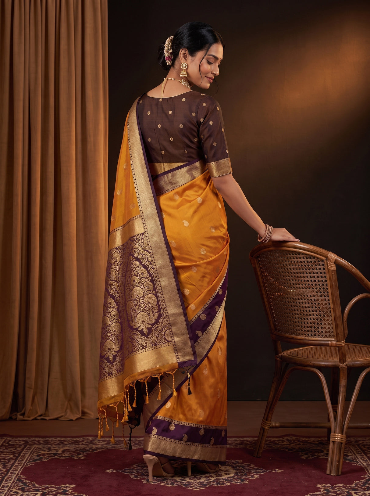 MIMOSA Mustard Saree Saree — pose 5 styling detail