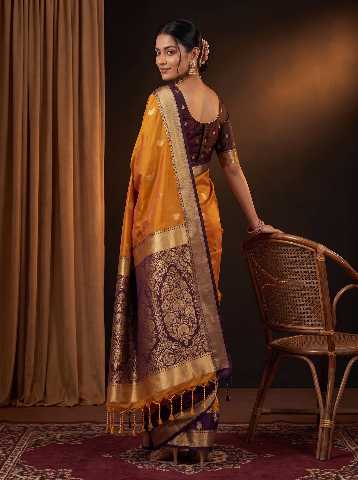 MIMOSA Mustard Saree Saree — pose 7 styling detail