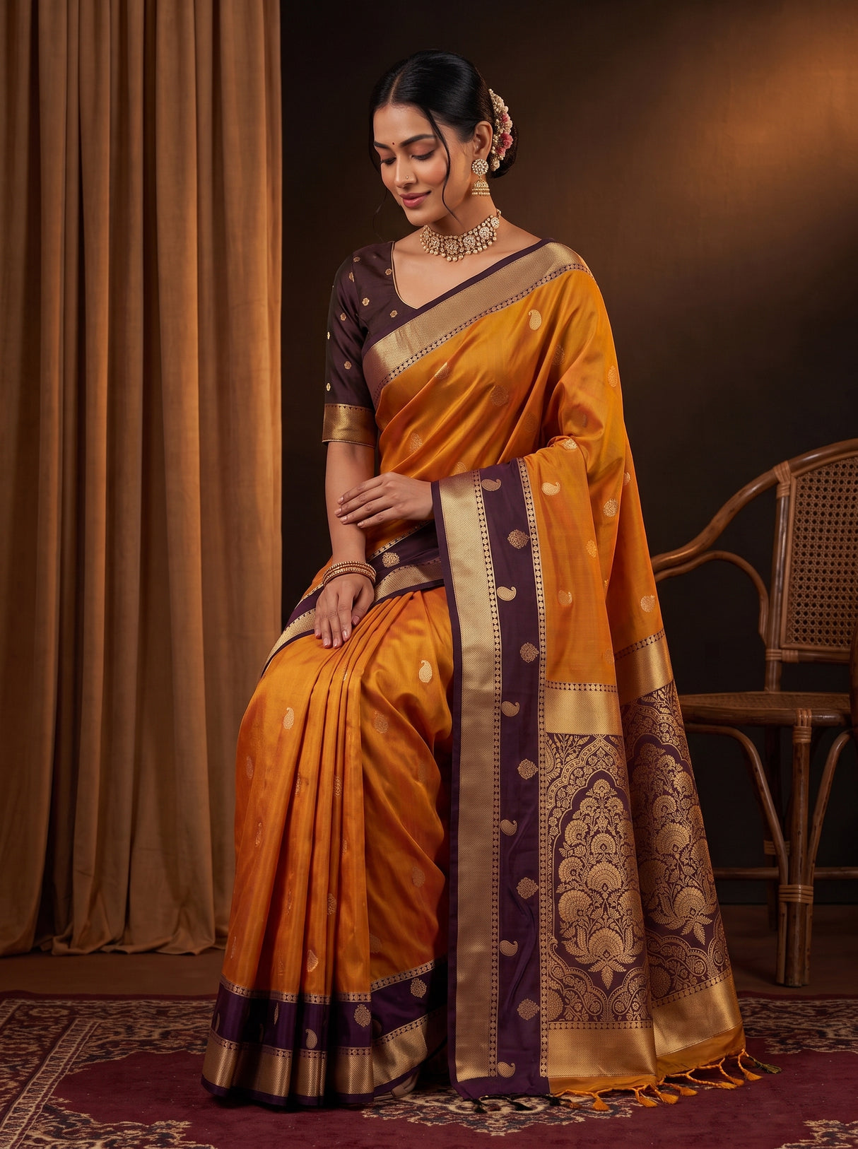 MIMOSA Mustard Saree Saree — pose 8 styling detail