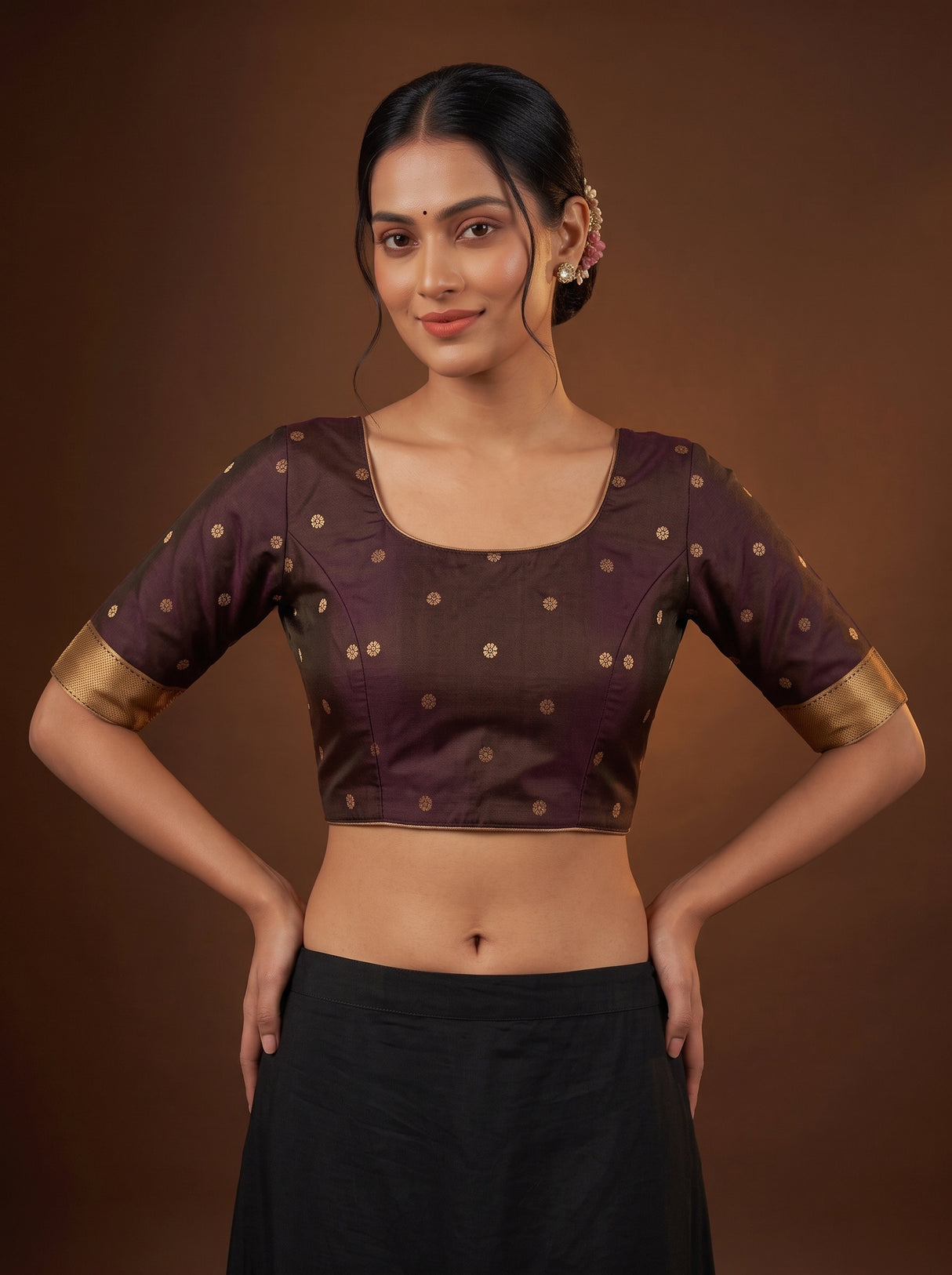MIMOSA Mustard Saree Saree — blouse close-up