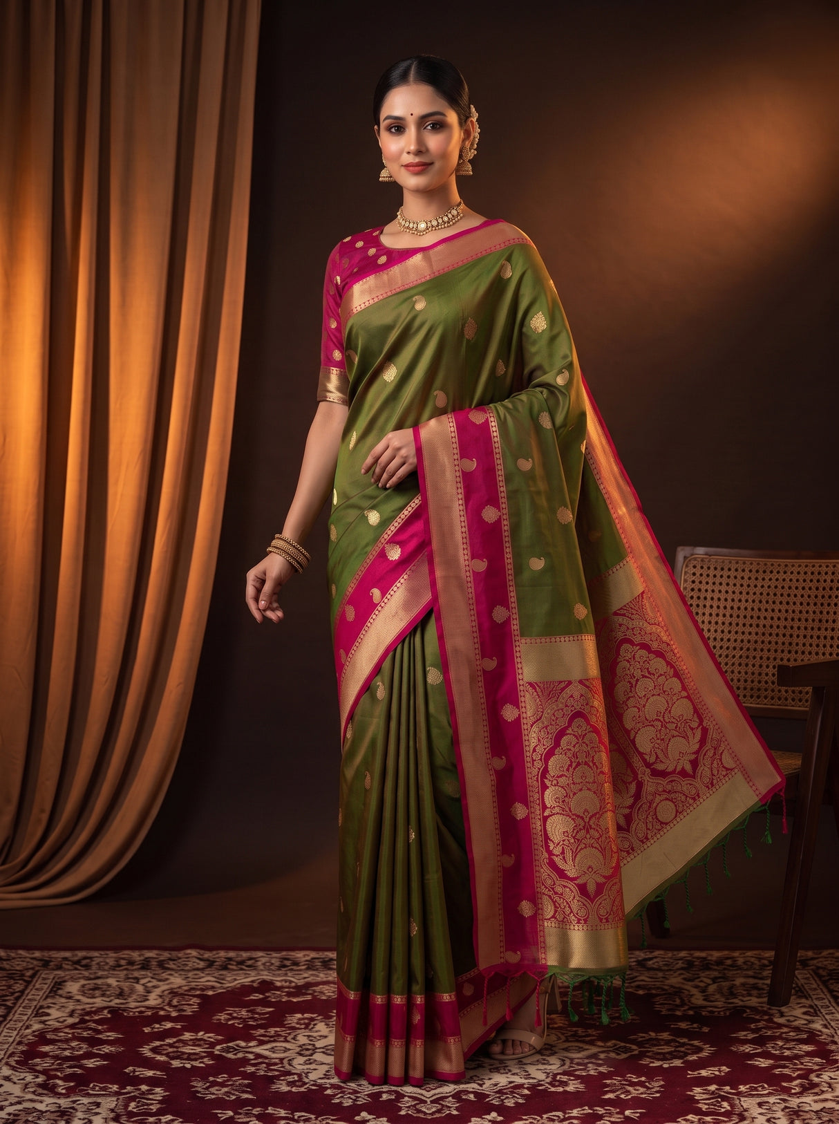 MIMOSA Olive Saree Saree — pose 9 styling detail