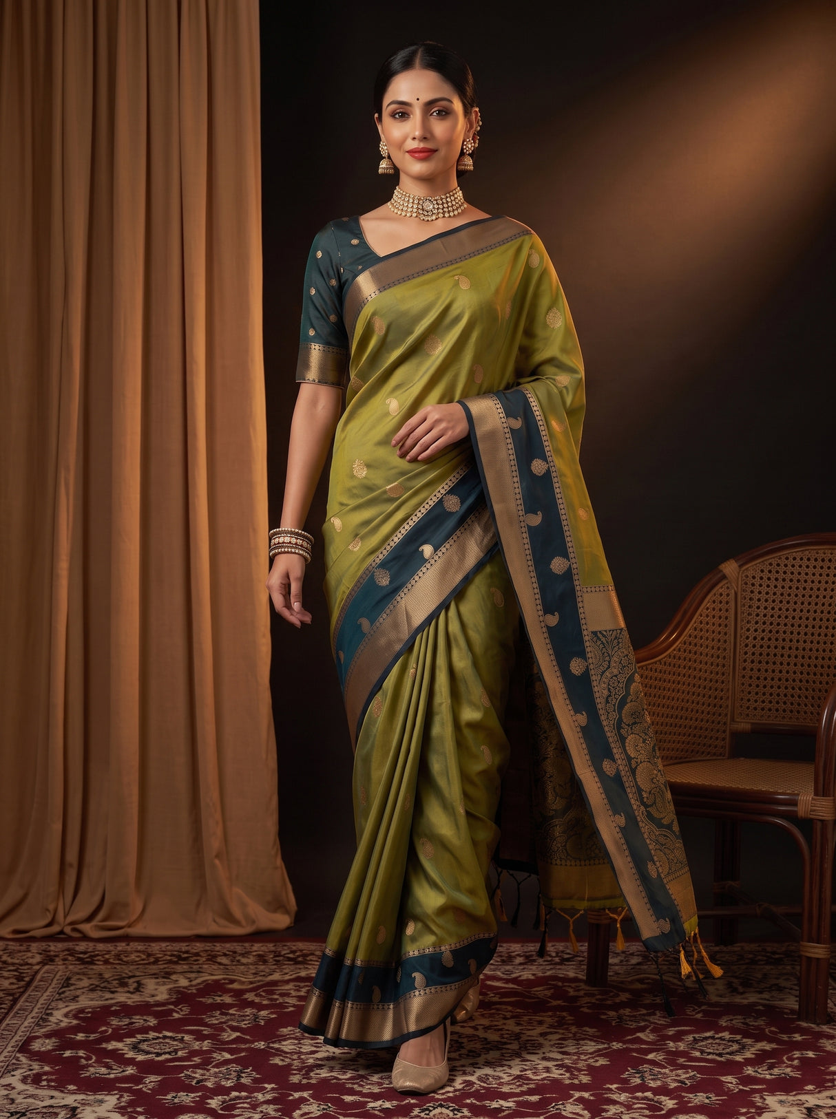 MIMOSA Pista Saree Saree — pose 6 styling detail