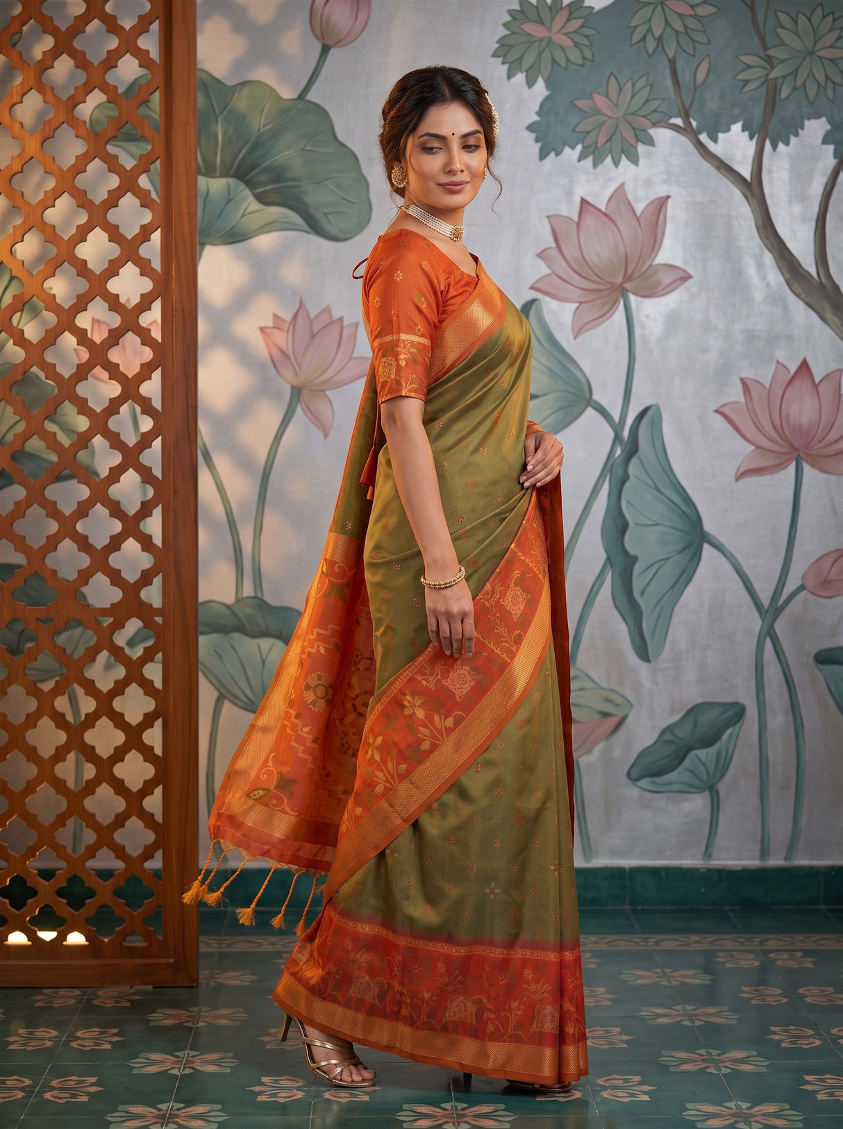 MIMOSA Chiku Saree Saree — pose 9 styling detail
