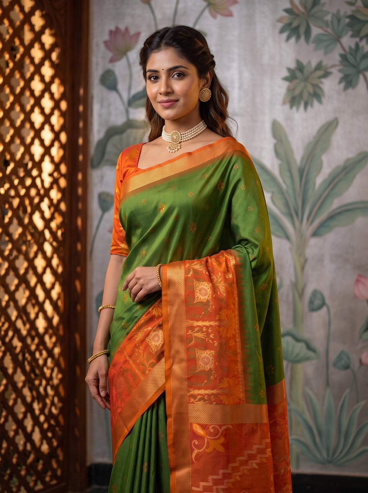 MIMOSA Green Saree Saree — pose 10 styling detail