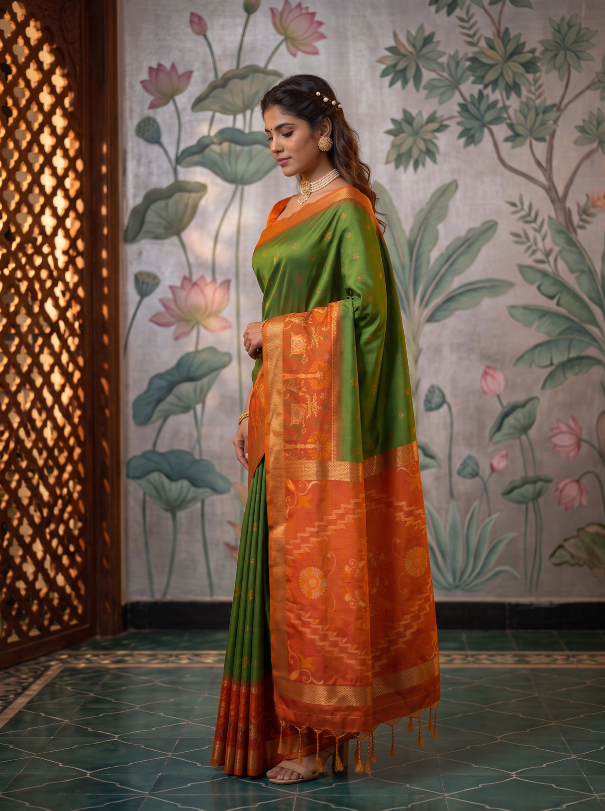 MIMOSA Green Saree Saree — pose 5 styling detail