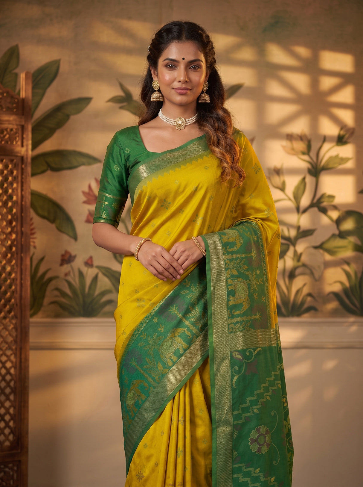 MIMOSA Olive Saree Saree — pose 10 styling detail