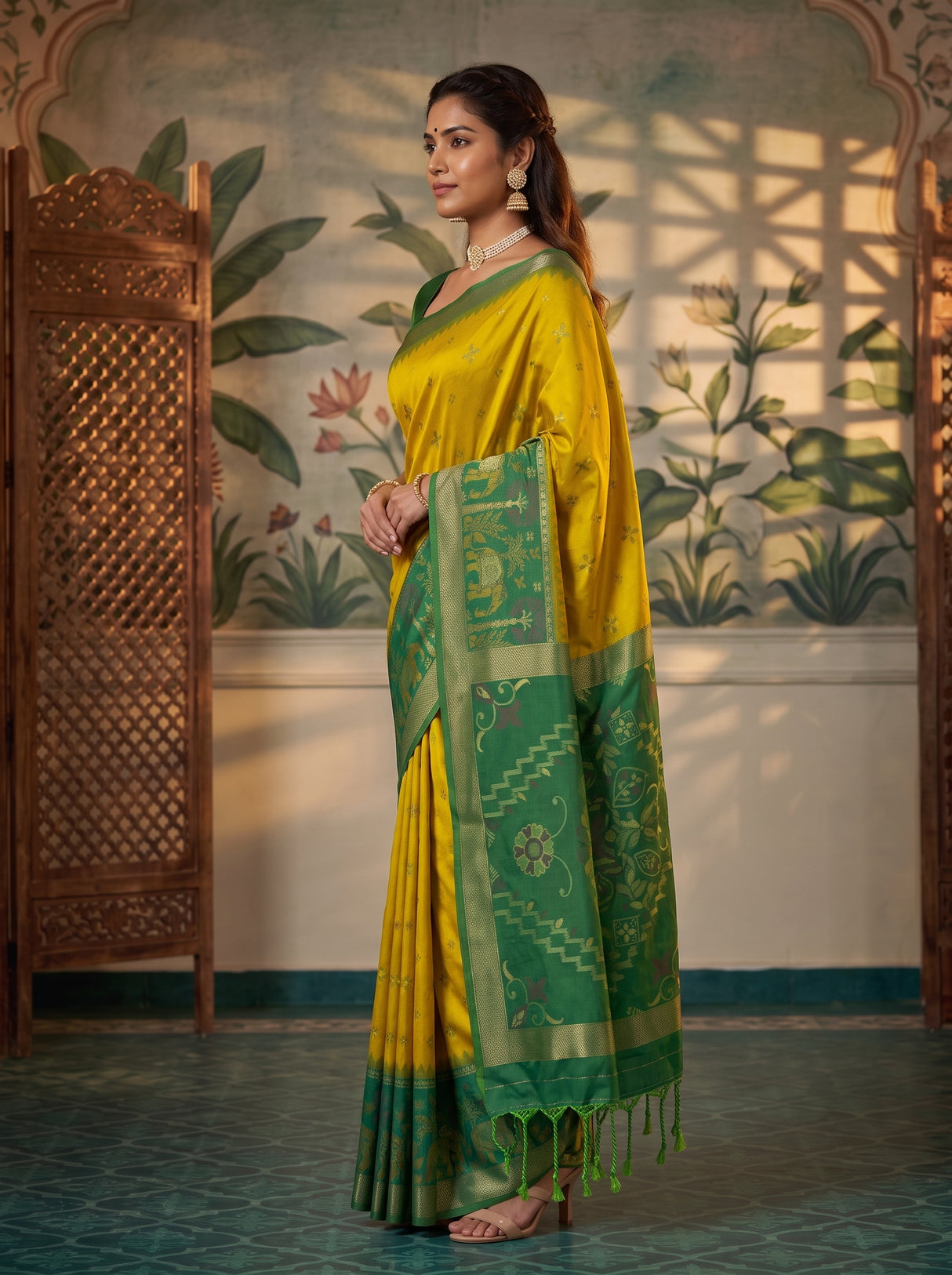 MIMOSA Olive Saree Saree — pose 3 styling detail