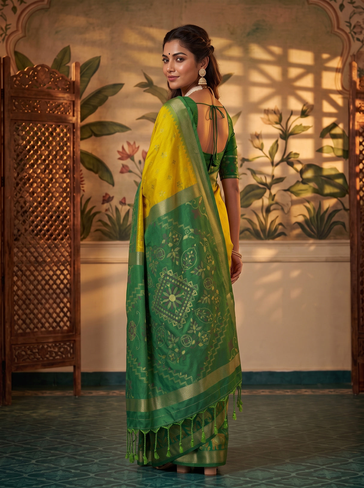MIMOSA Olive Saree Saree — pose 7 styling detail