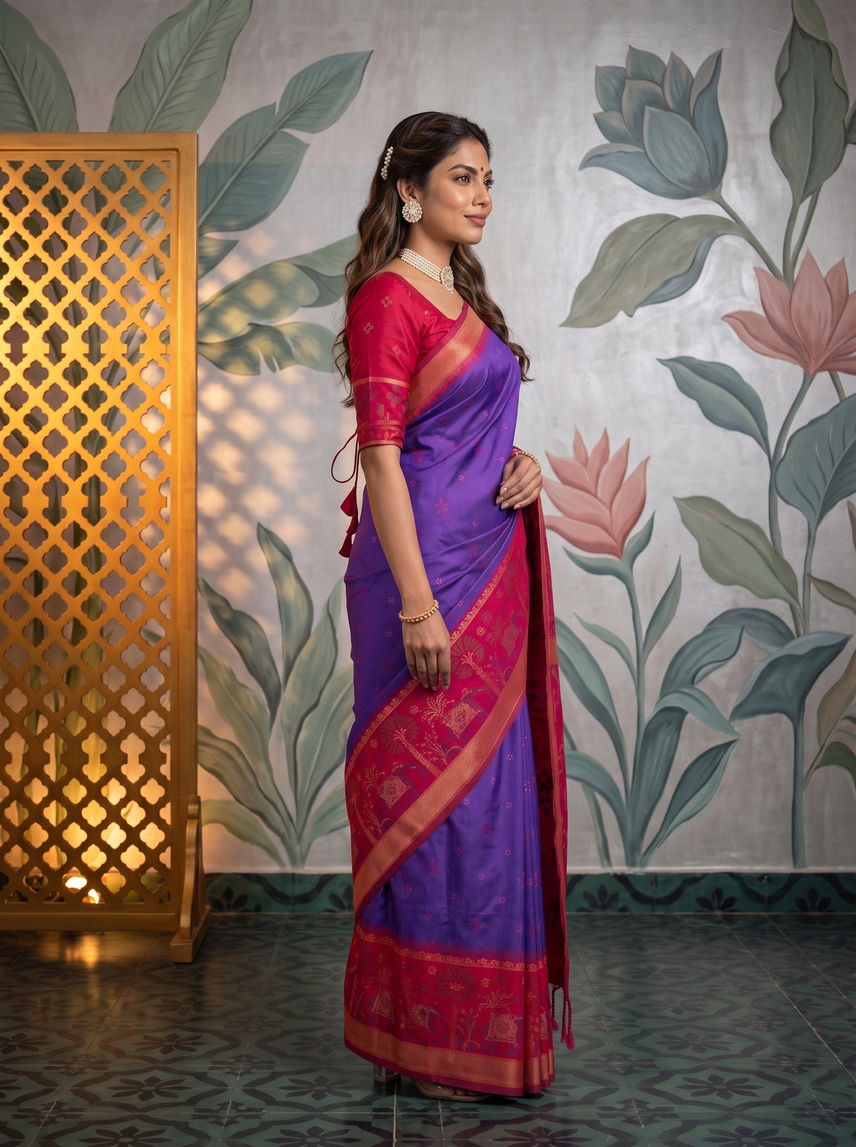 MIMOSA Purple Saree Saree — pose 3 styling detail