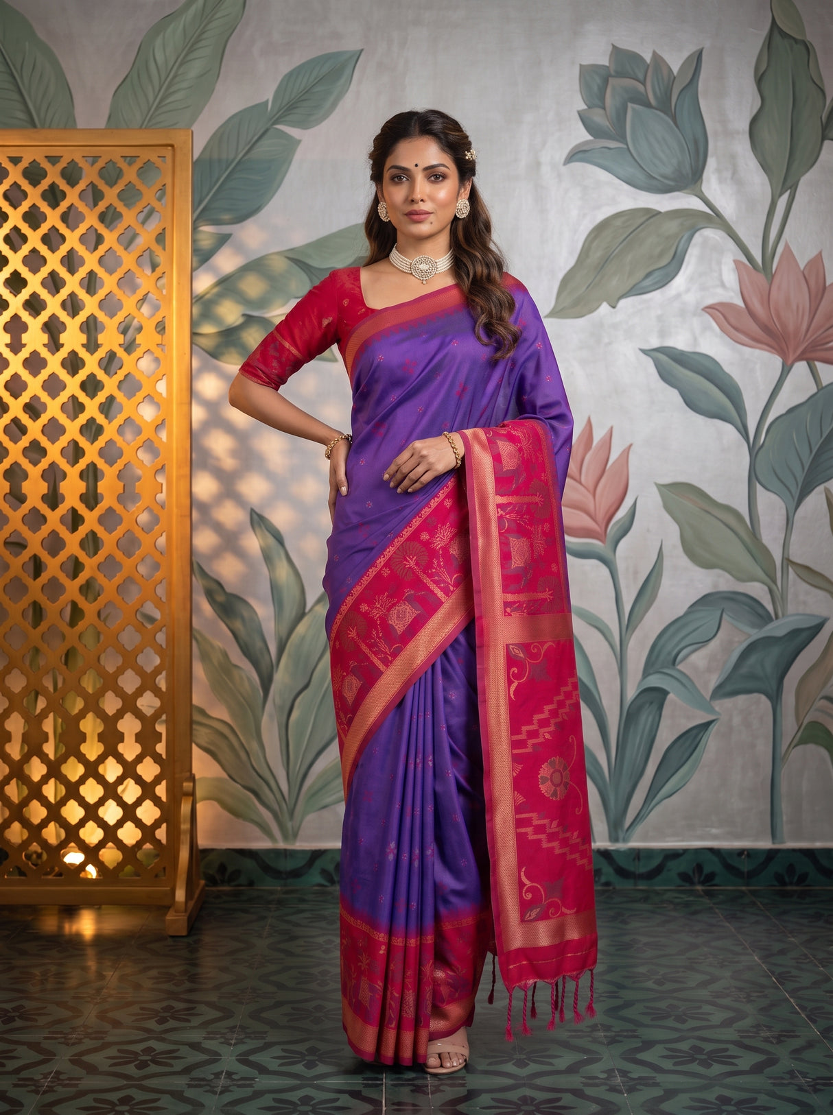 MIMOSA Purple Saree Saree — pose 4 styling detail