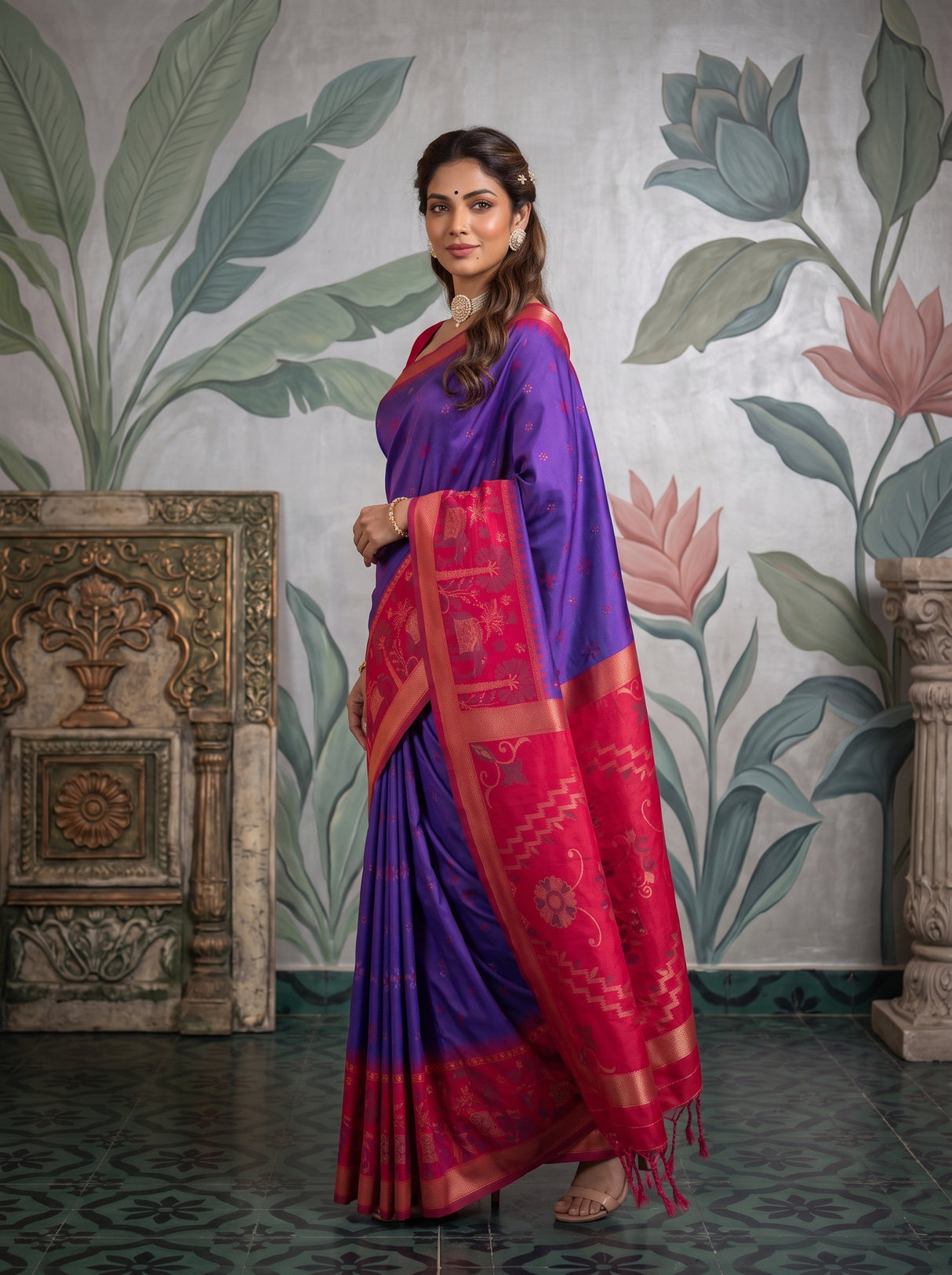 MIMOSA Purple Saree Saree — pose 5 styling detail