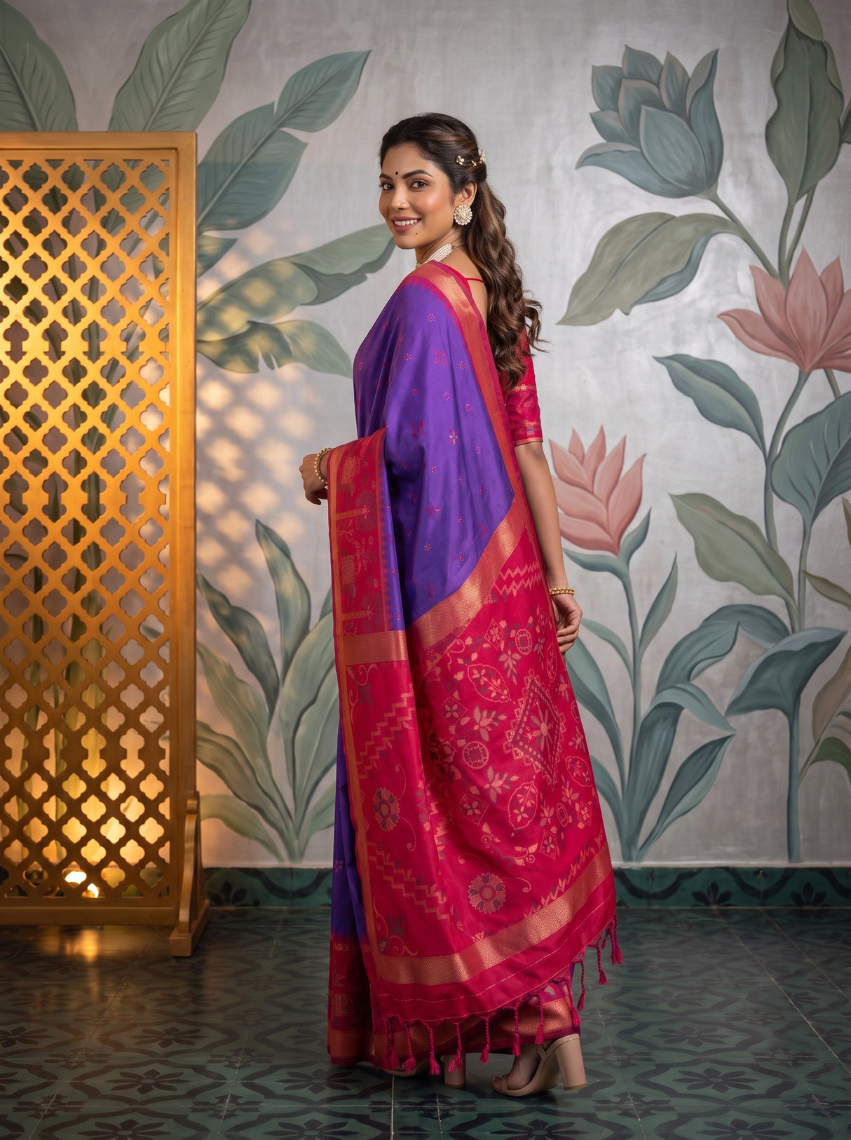 MIMOSA Purple Saree Saree — pose 7 styling detail