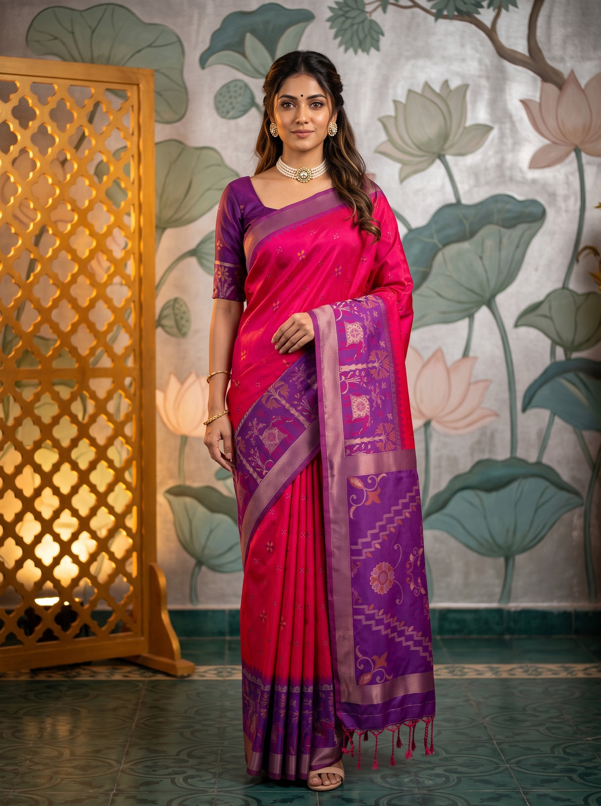 MIMOSA Rani Saree Saree — front view on mannequin