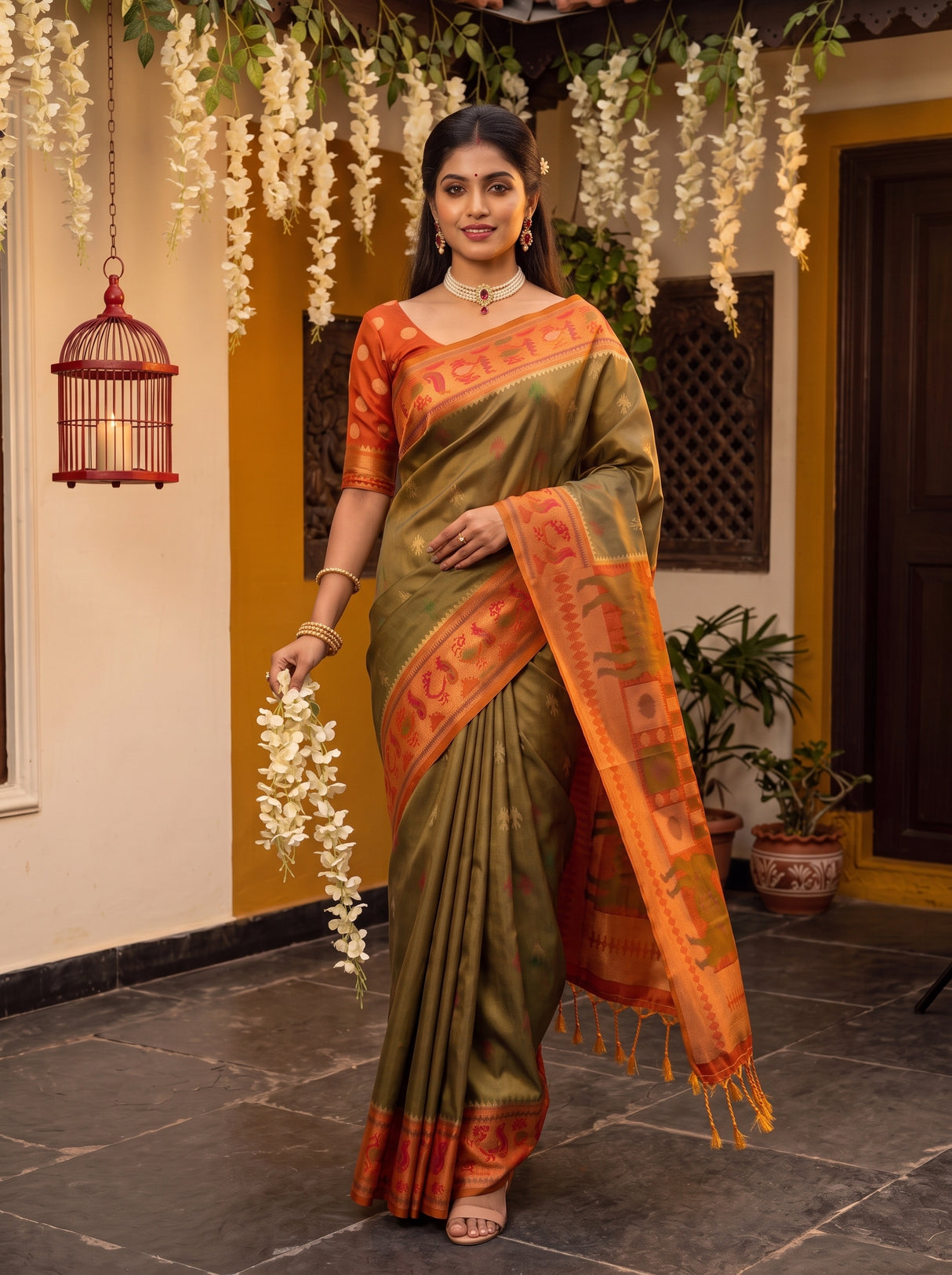 MIMOSA Chiku Saree Saree — pose 6 styling detail