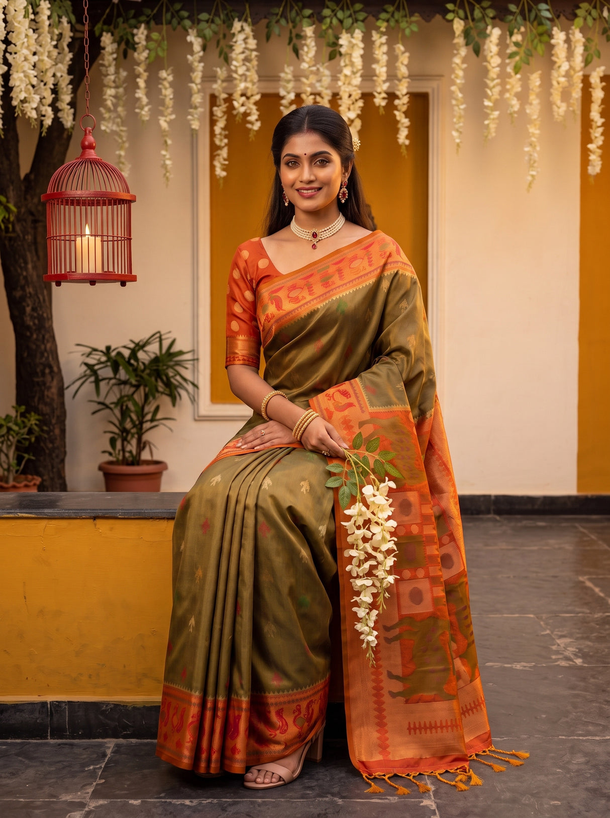 MIMOSA Chiku Saree Saree — pose 8 styling detail
