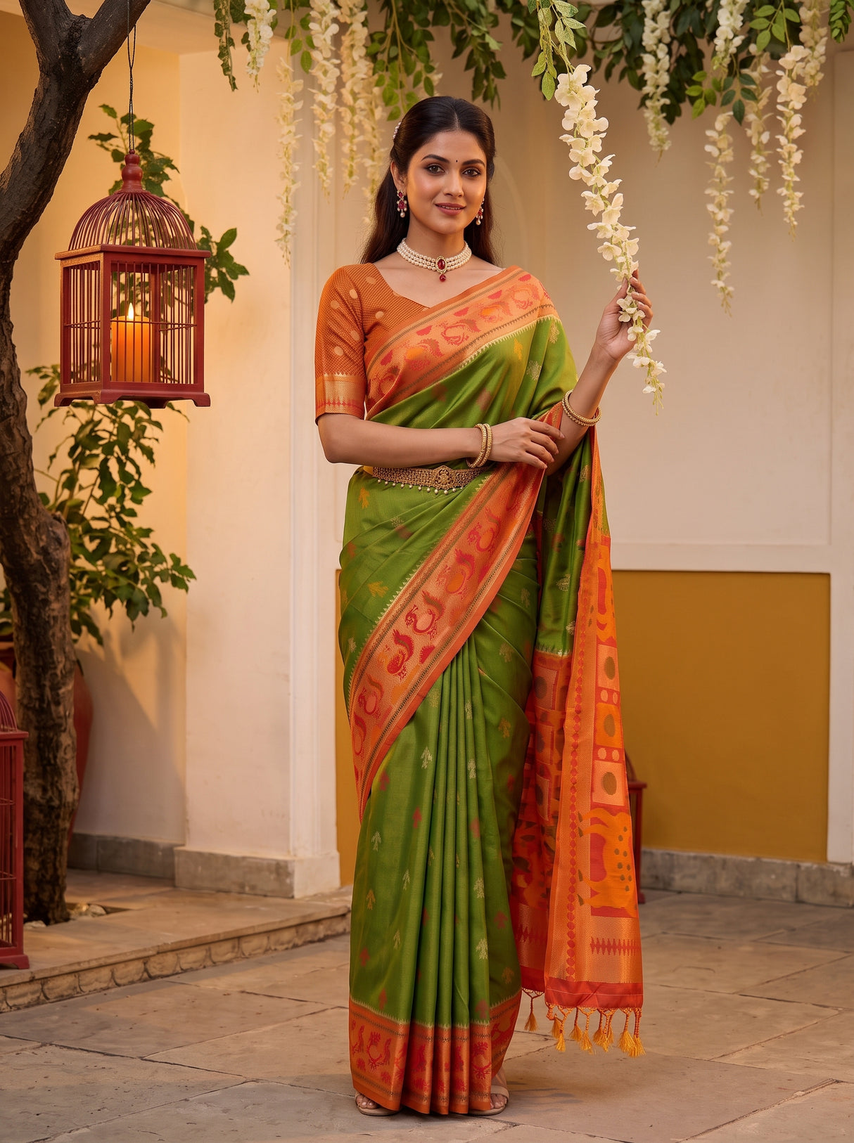 MIMOSA Green Saree Saree — pose 10 styling detail