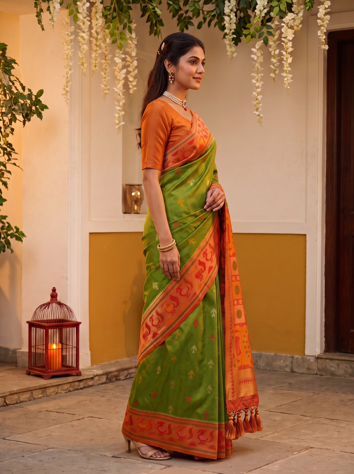 MIMOSA Green Saree Saree — pose 3 styling detail