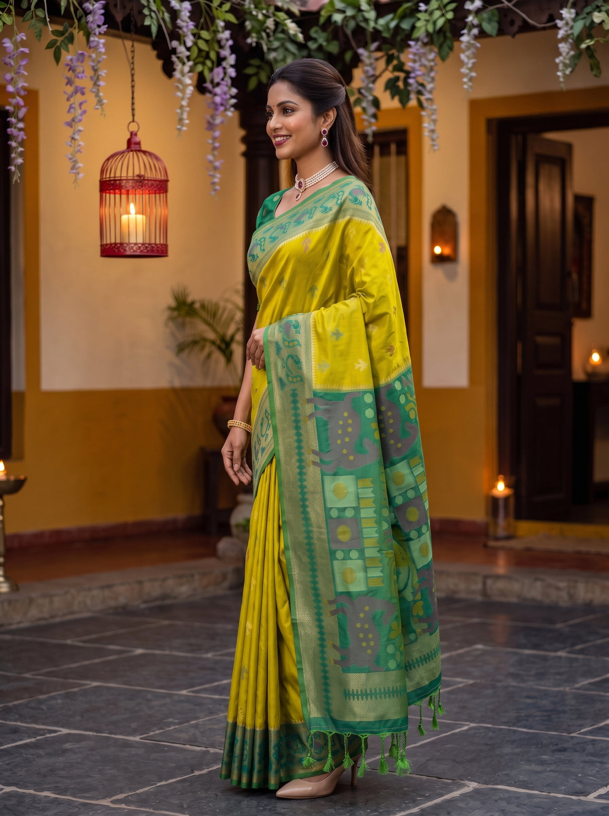 MIMOSA Olive Saree Saree — pose 3 styling detail