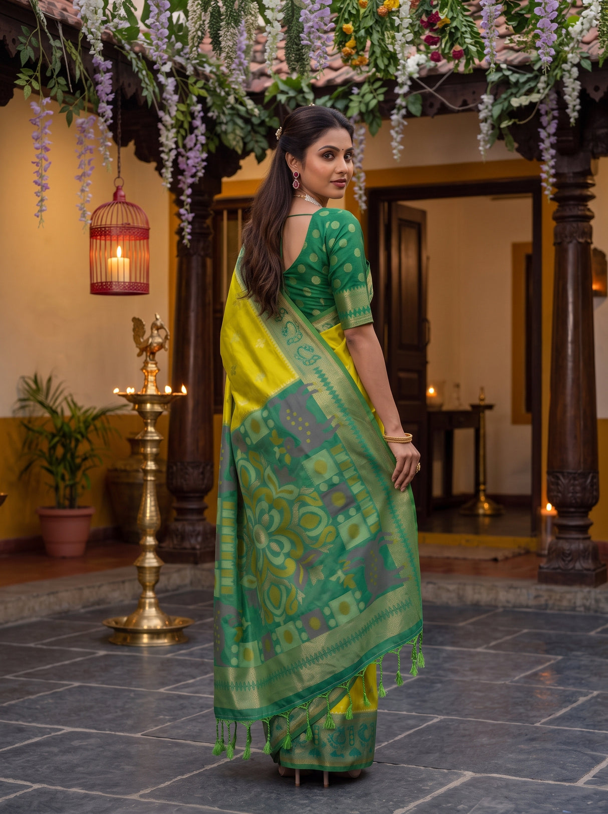 MIMOSA Olive Saree Saree — pose 7 styling detail