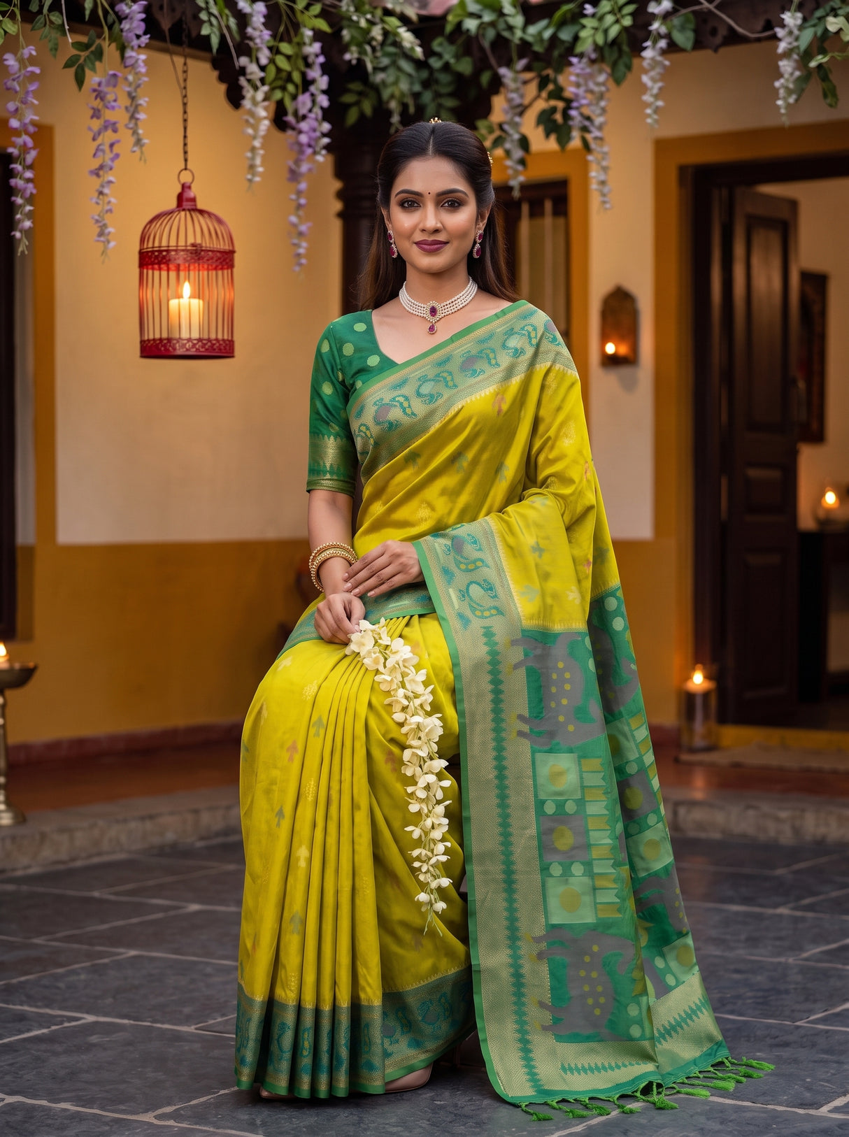 MIMOSA Olive Saree Saree — pose 8 styling detail