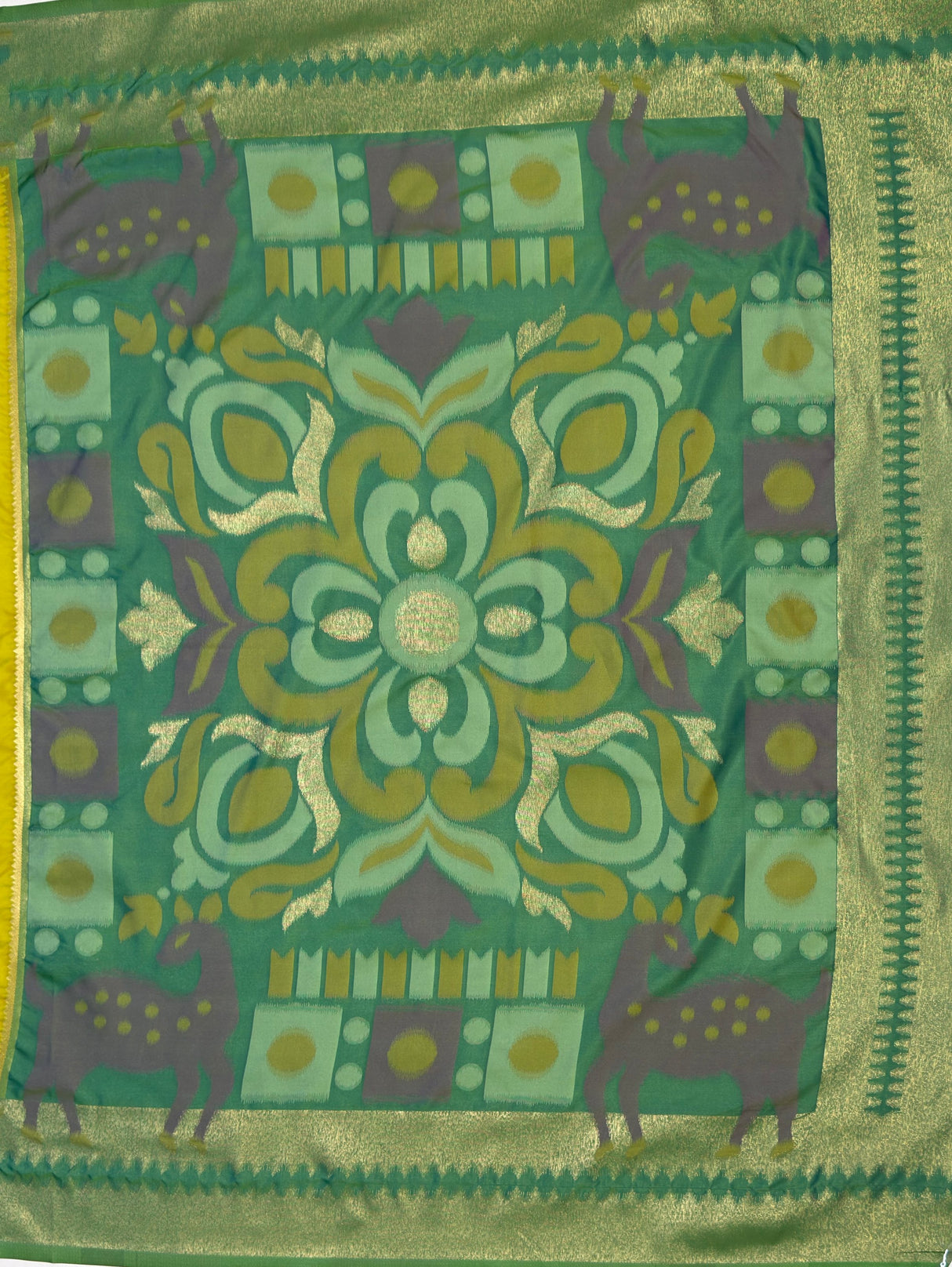 MIMOSA Olive Saree Saree — pallu and zari work detail