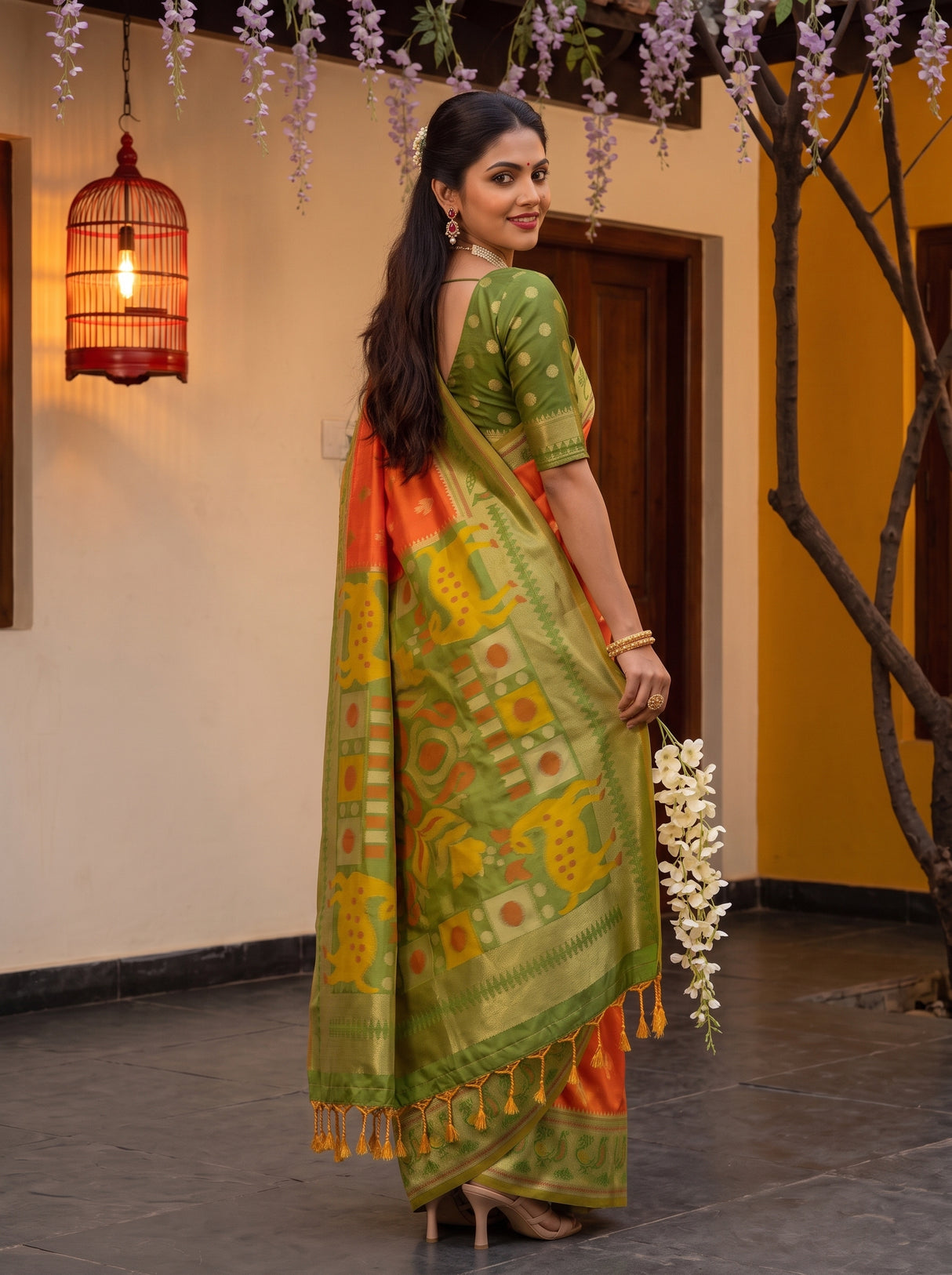 MIMOSA Orange Saree Saree — pose 7 styling detail