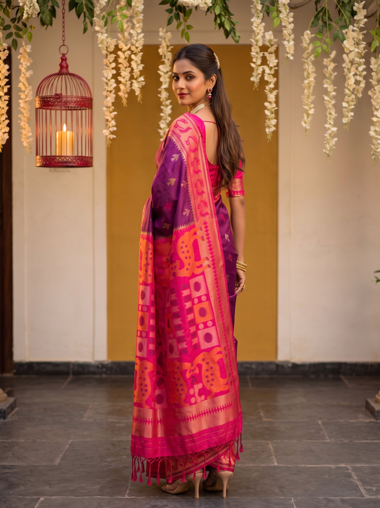 MIMOSA Wine Saree Saree — pose 7 styling detail