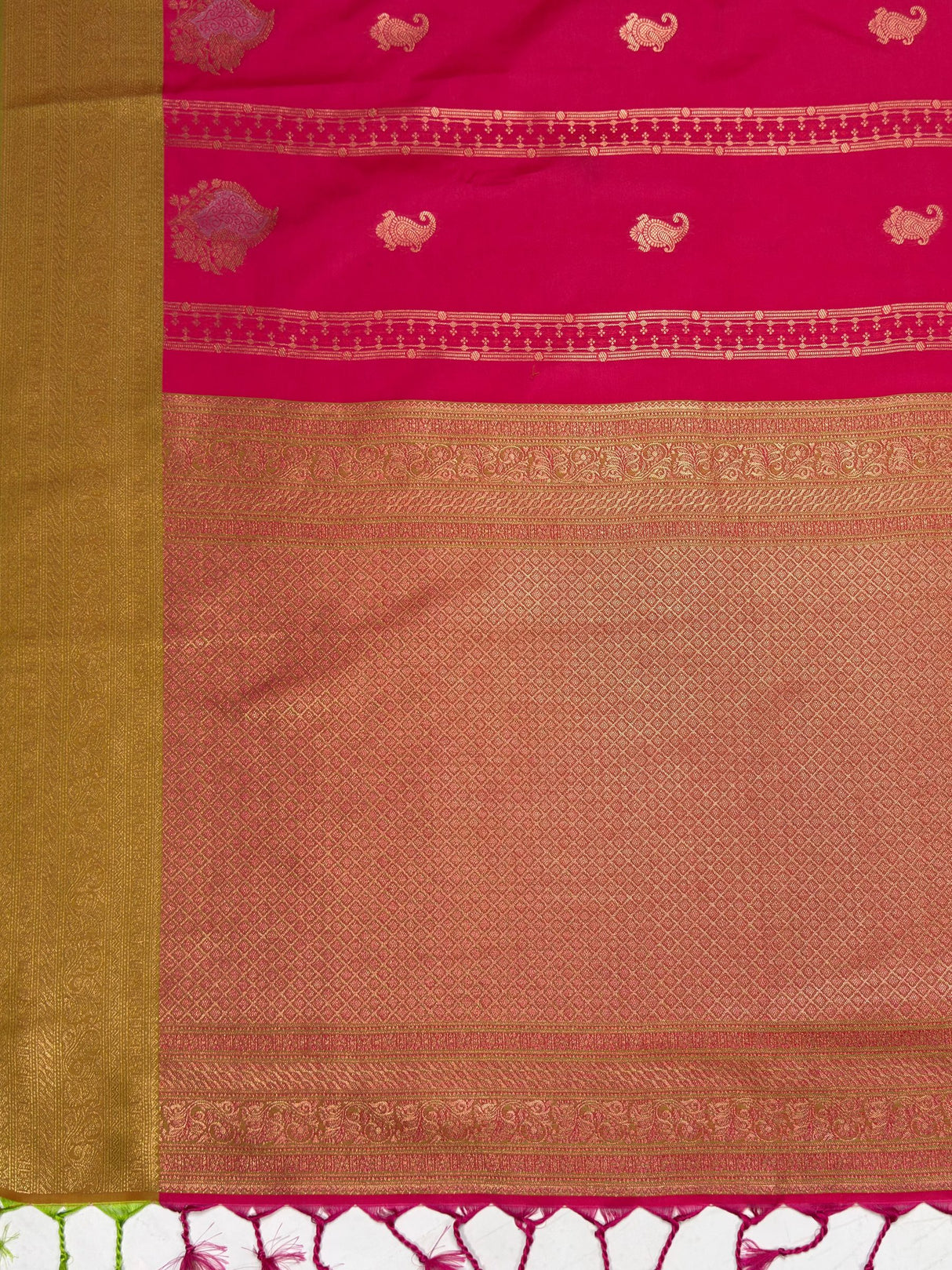 MIMOSA Rani Kanjivaram Art Silk Saree — pallu and zari work detail
