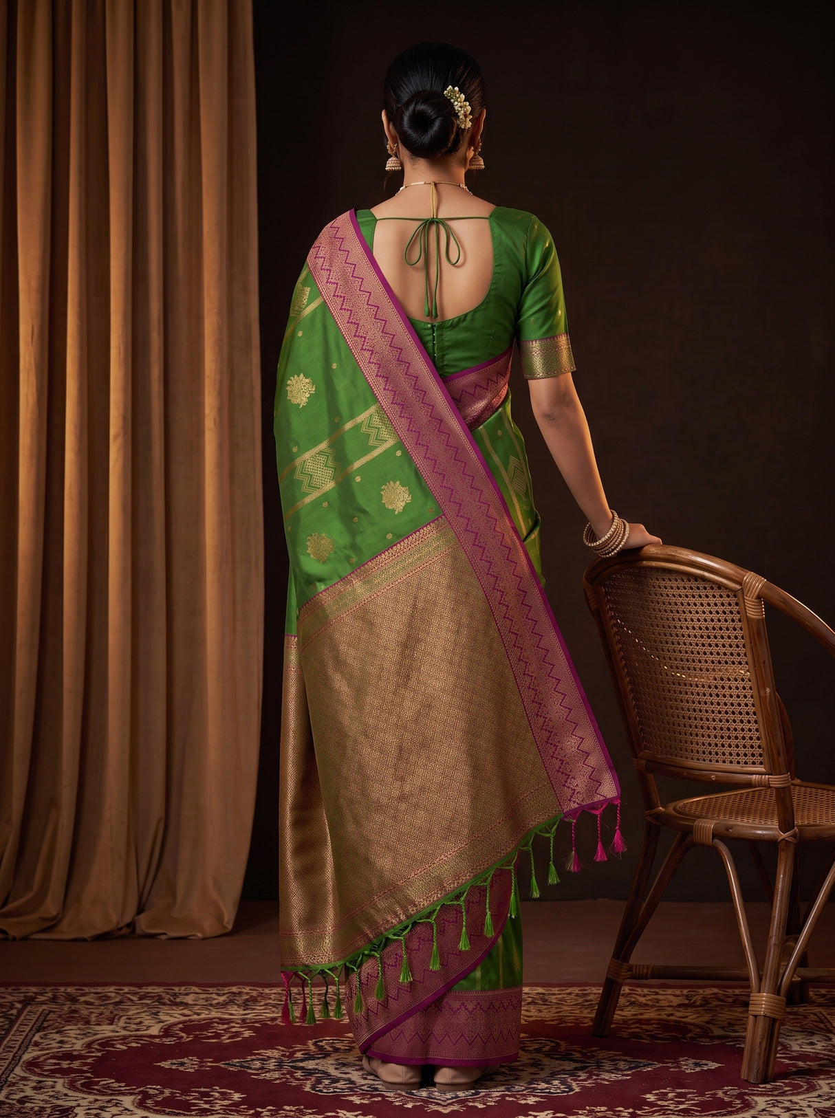 MIMOSA Green Saree Saree — pose 2 styling detail