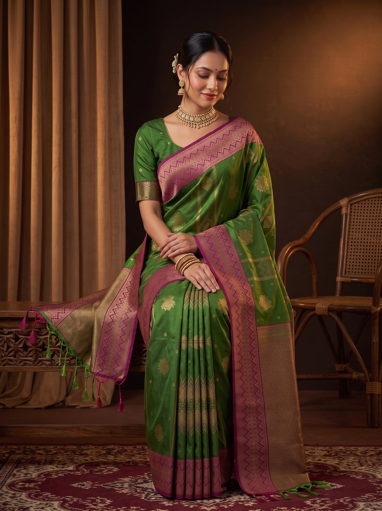 MIMOSA Green Saree Saree — pose 8 styling detail