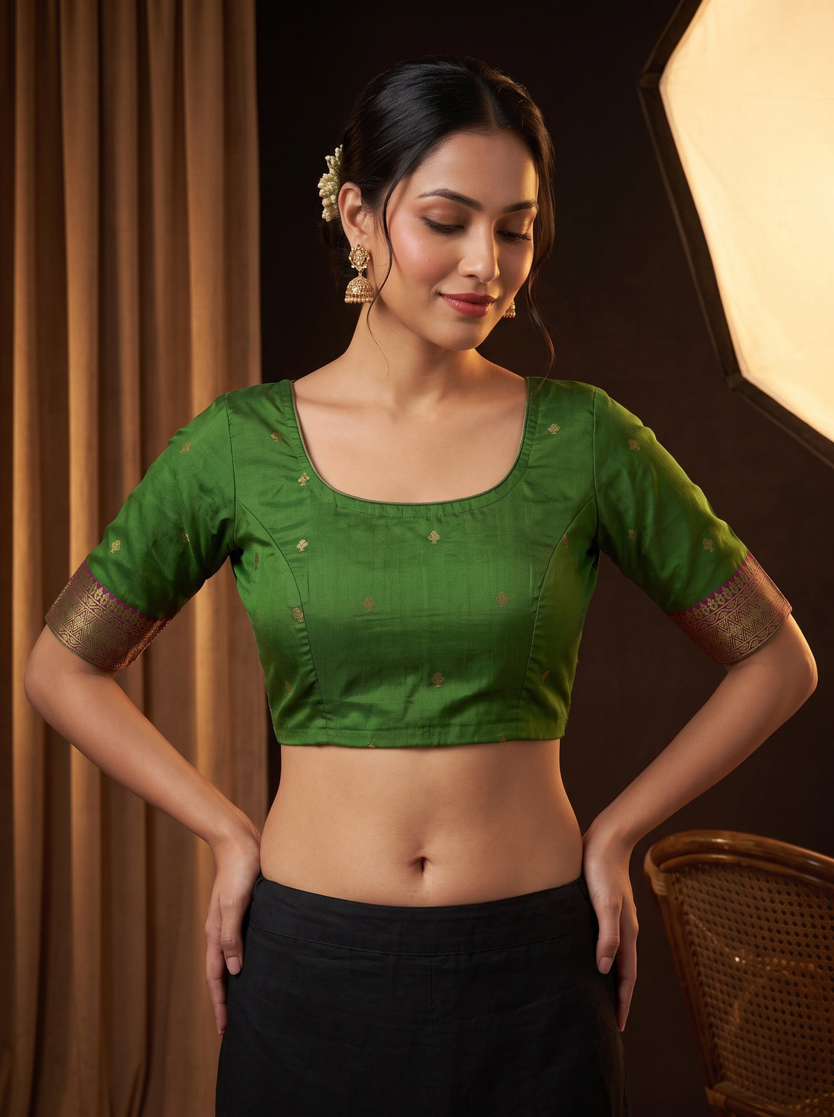 MIMOSA Green Saree Saree — blouse close-up