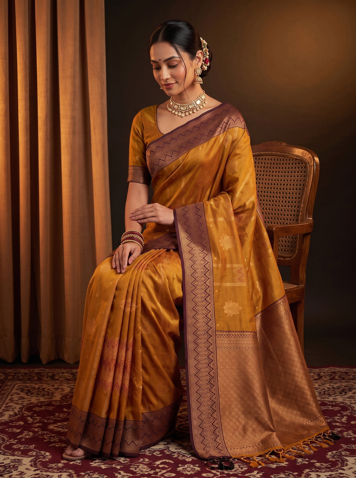 MIMOSA Mustard Saree Saree — pose 8 styling detail
