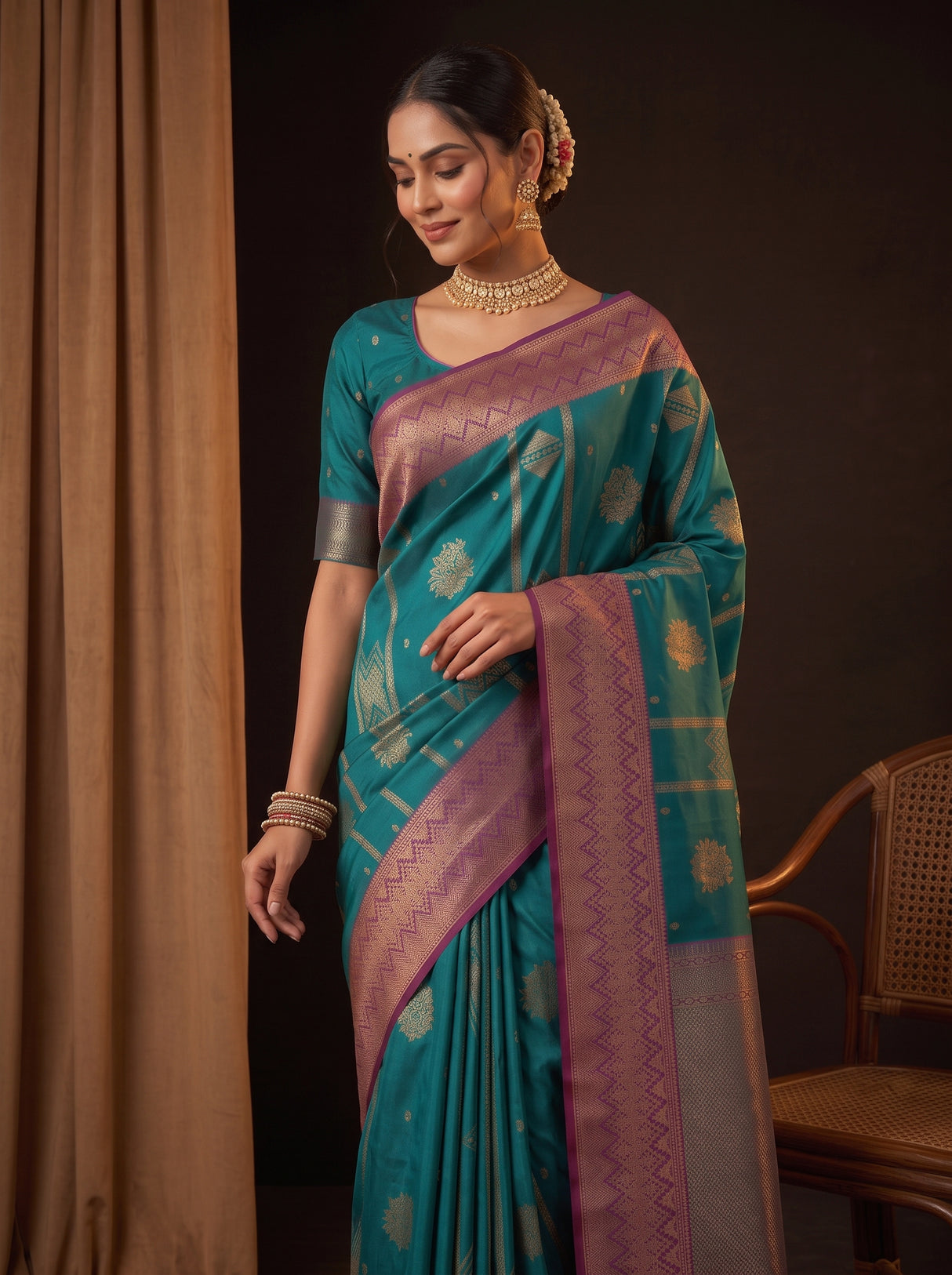 MIMOSA Sapphire Saree Saree — pose 10 styling detail