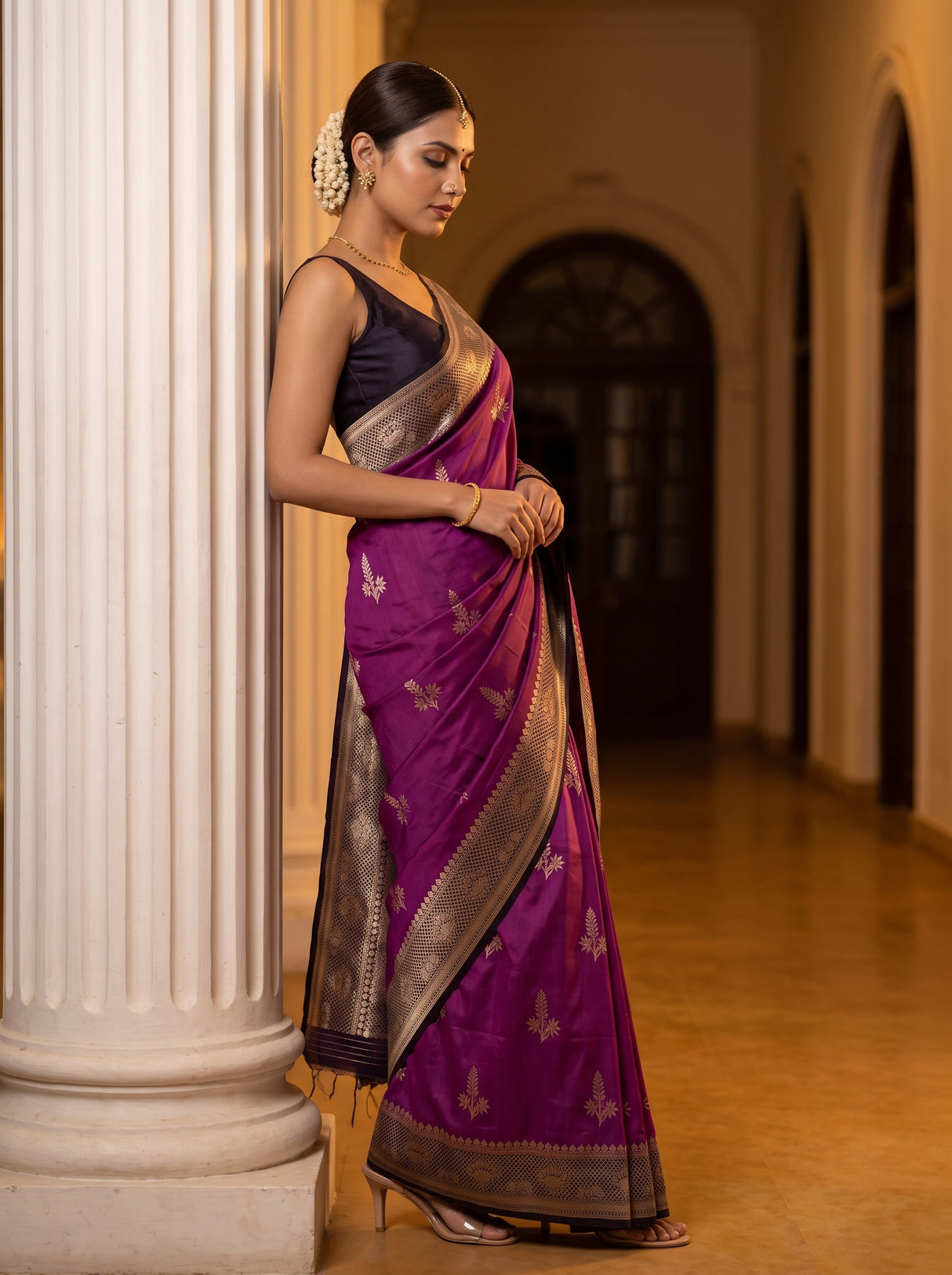 MIMOSA Lavender Saree Saree — pose 3 styling detail