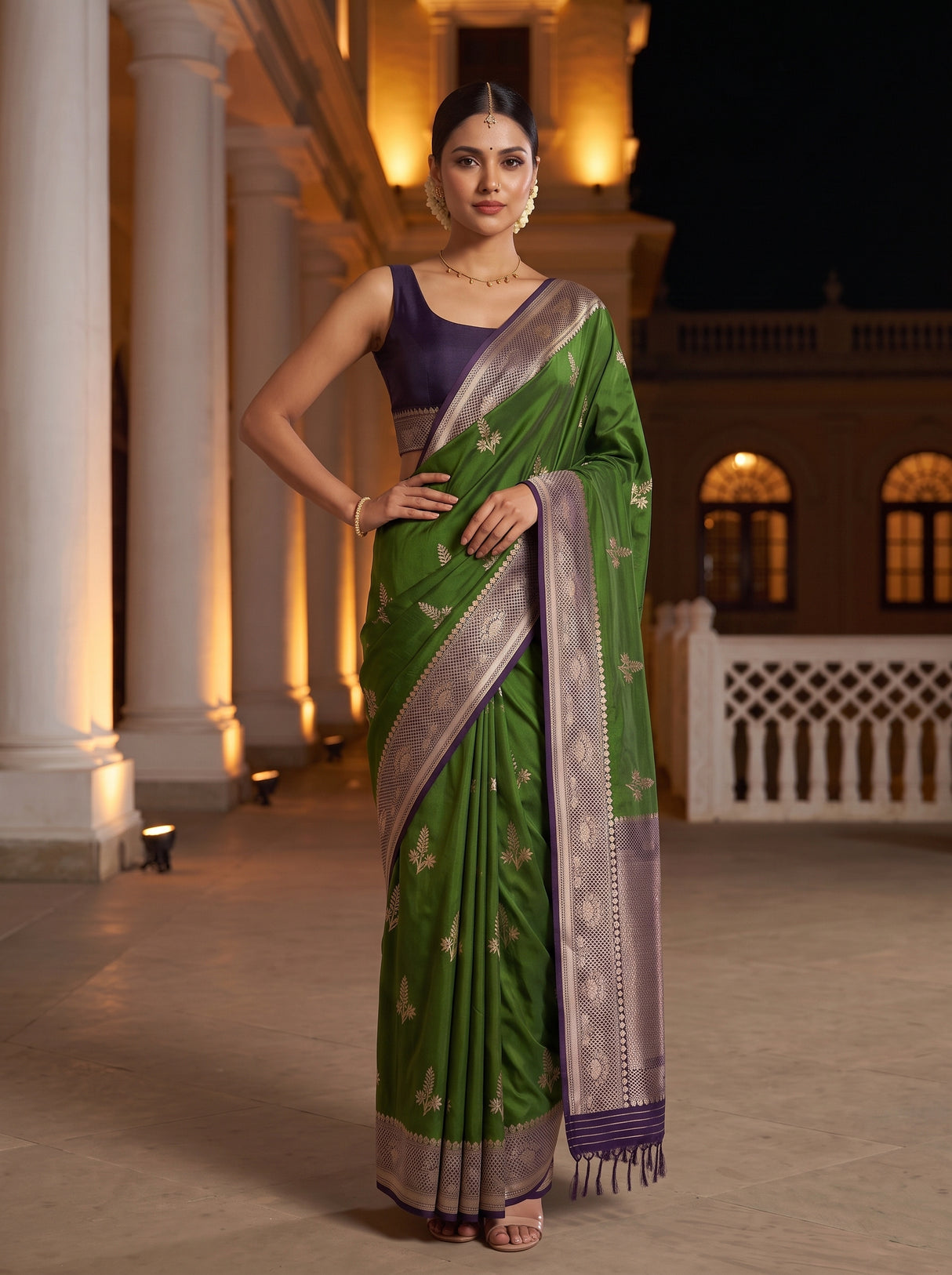 MIMOSA Olive Saree Saree — pose 4 styling detail